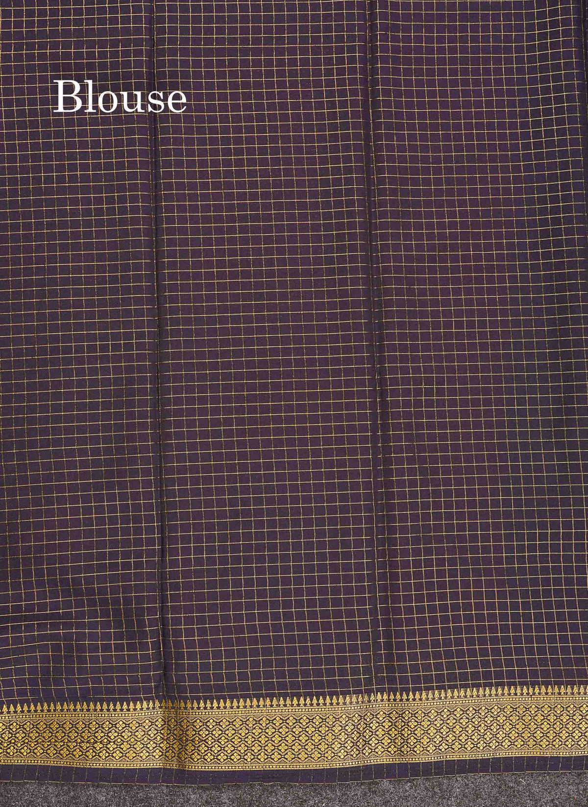 Semi Crepe Silk Saree - Pinkish Peach Colour Body Small Checks With Contrast Navy Blue Border
