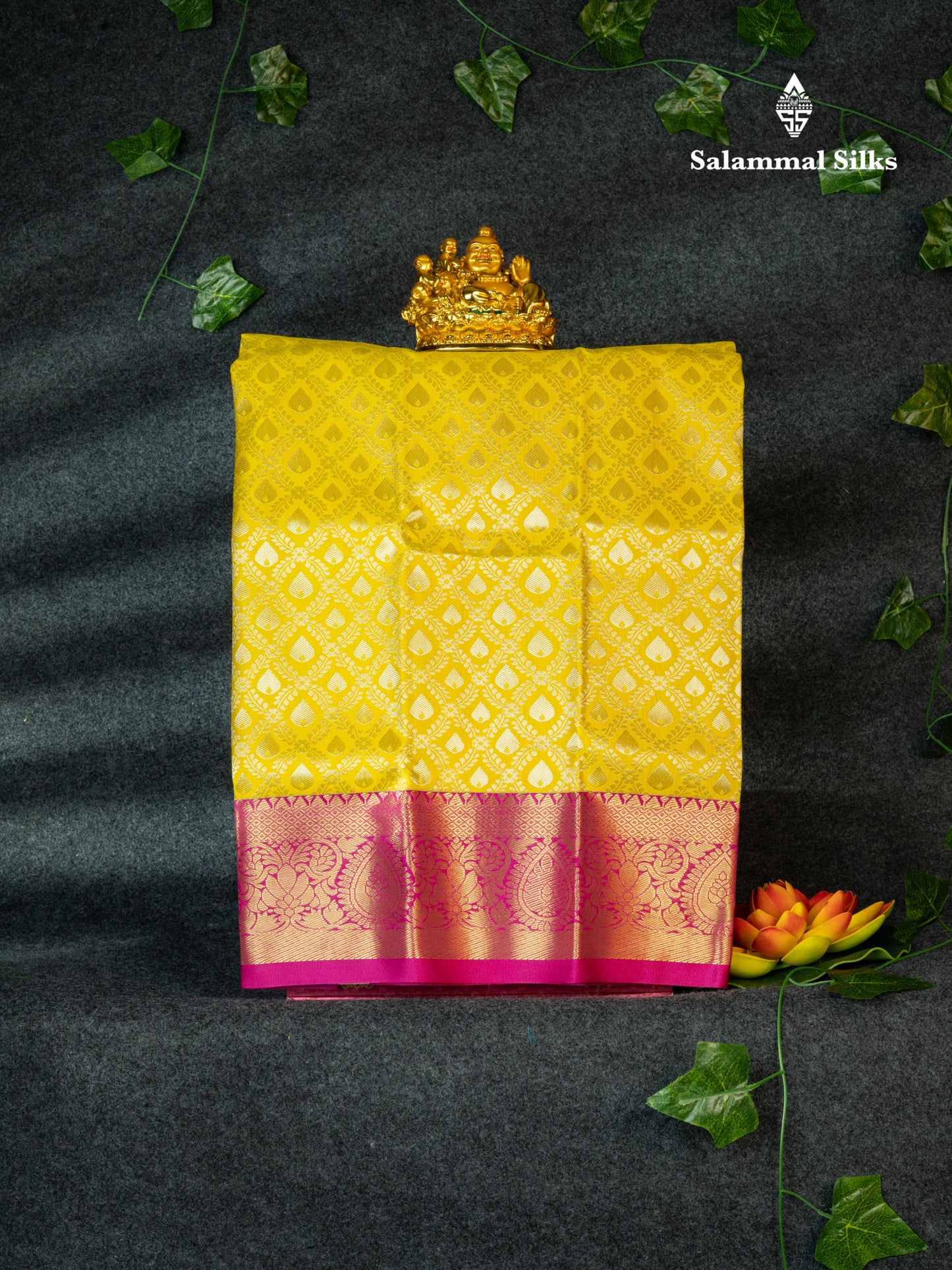 Semi Silk Pavadai ( Yellow ) With Pink Blouse 18"