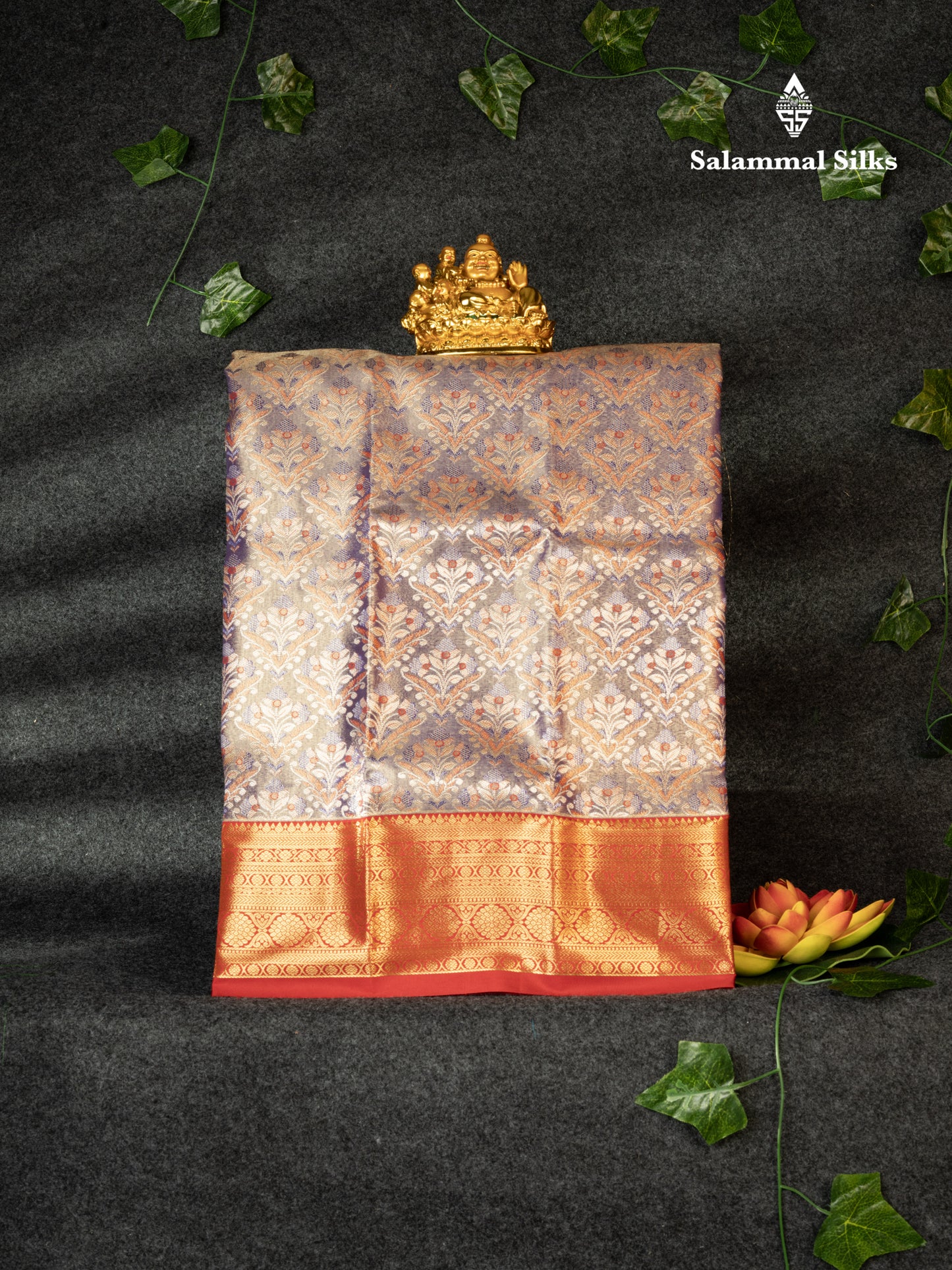 Semi Silk Pattu Pavadai (Light purple) With Red blouse 18"