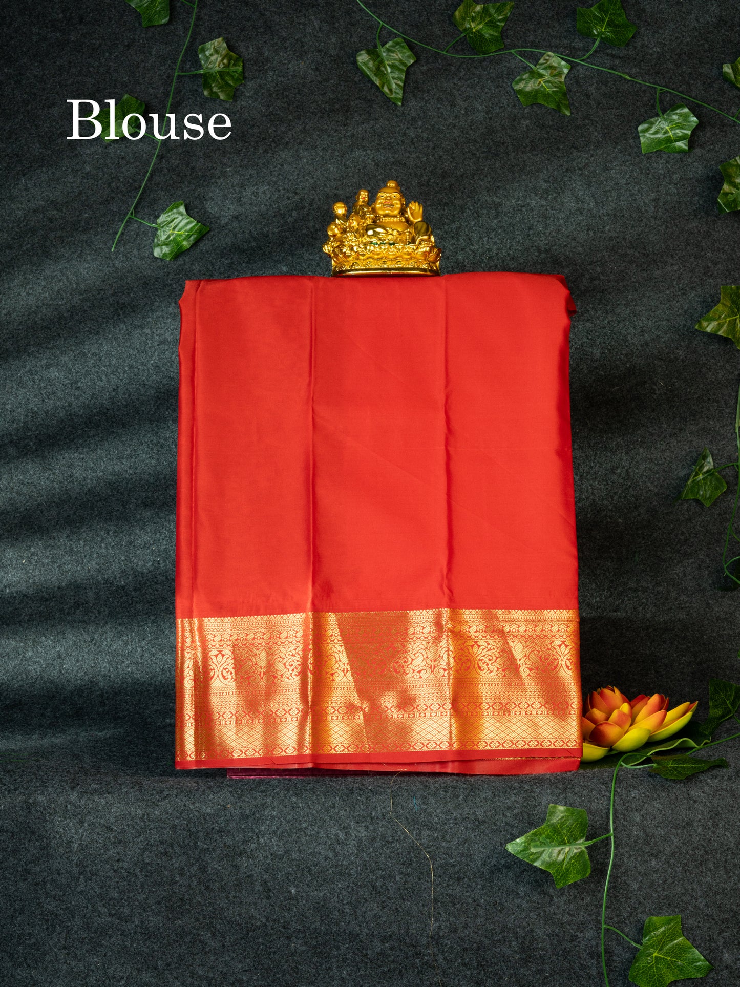 Semi Pattu Pavadai ( Bottle Green ) With Red Blouse 18"