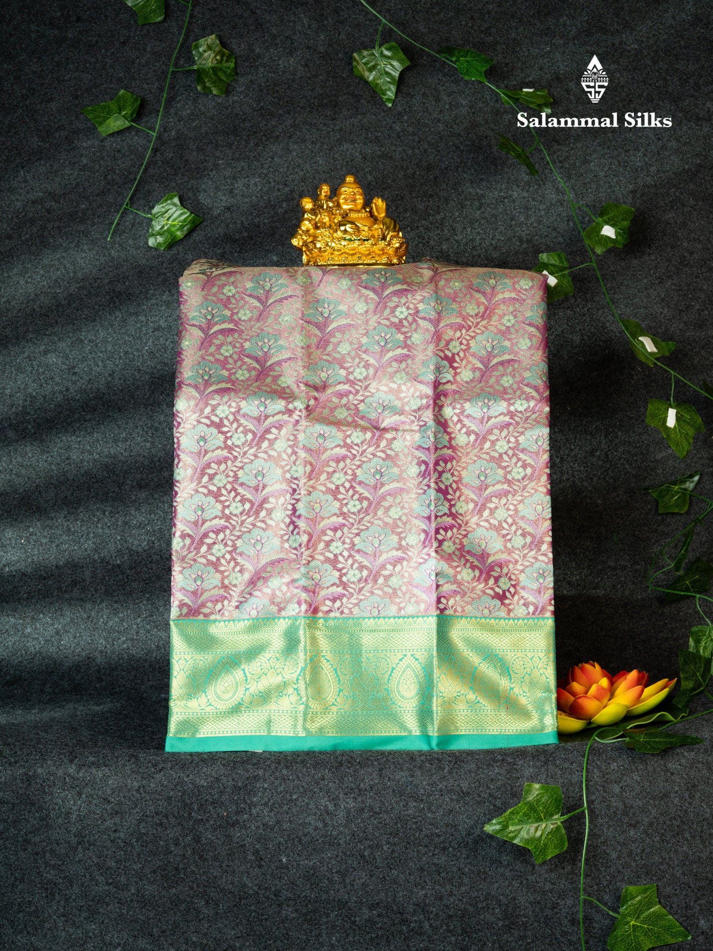 Semi Silk Pattu Pavadai (Light Pink Tissue) With Rexona Green Blouse 18"