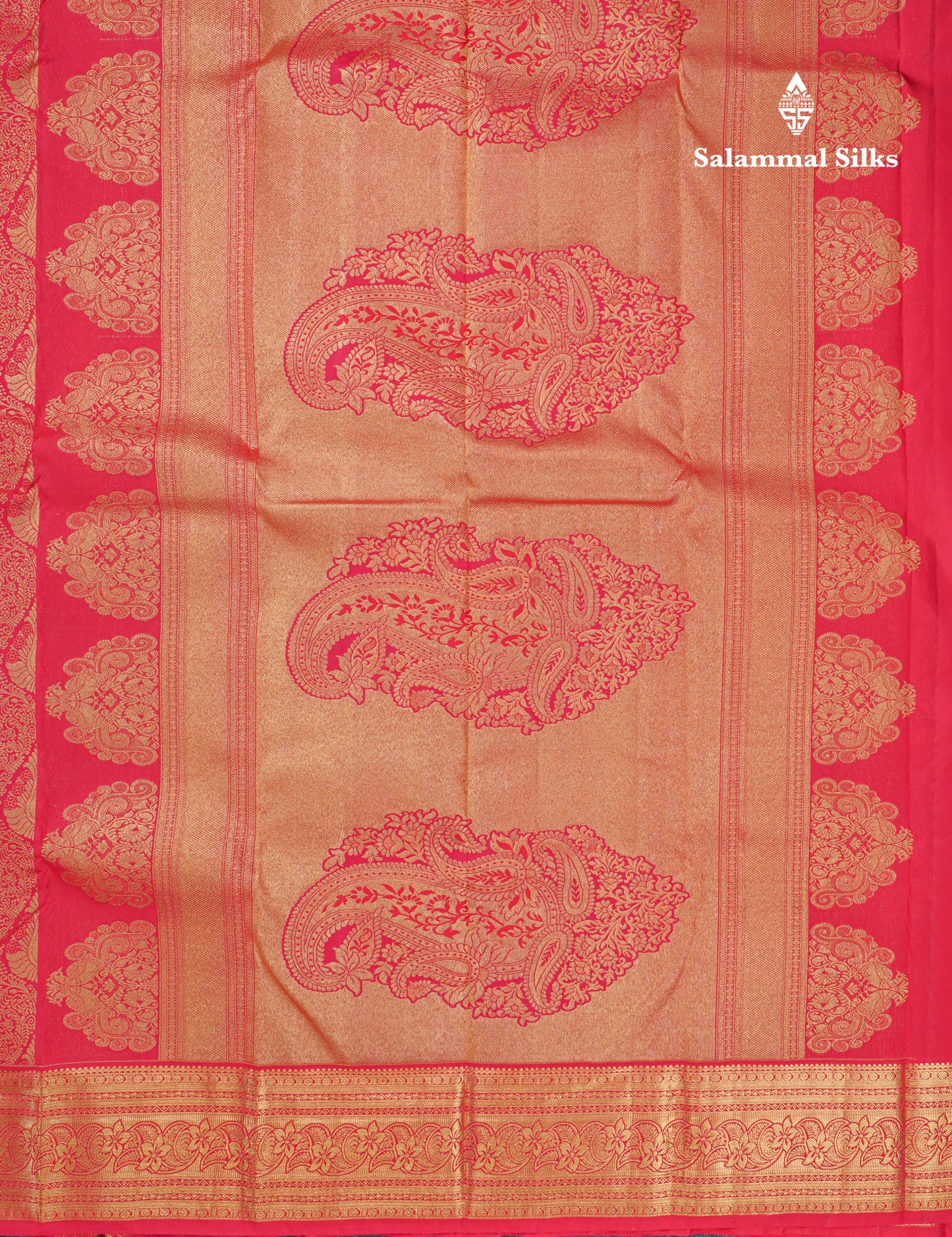 Reddish Pink Bridal Pure Kanjivaram Silk Saree With Traditional Border