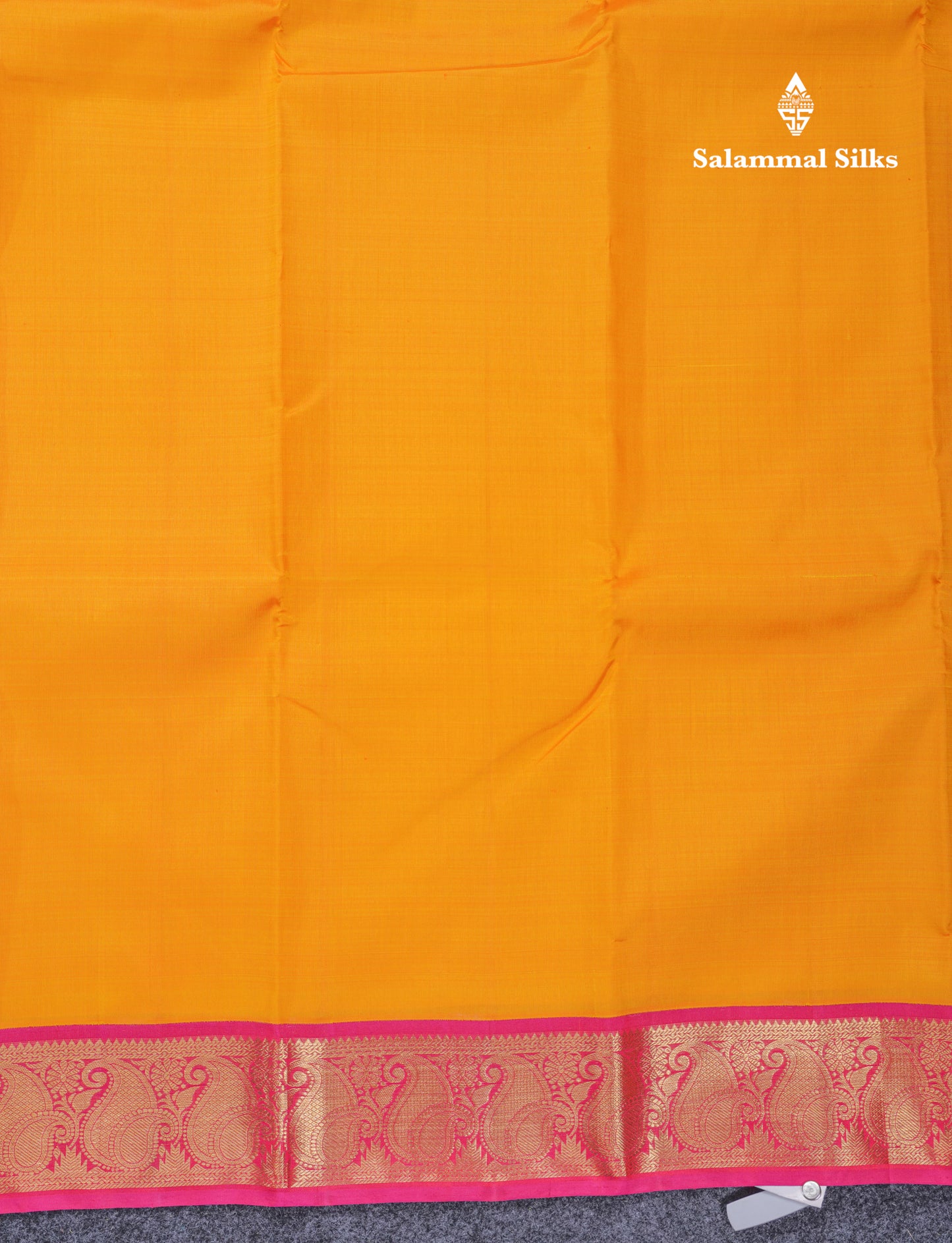 Korvai Mango Yellow Plain Pure Kanjivaram Silk Saree With Contrast Pink Traditional Small Border