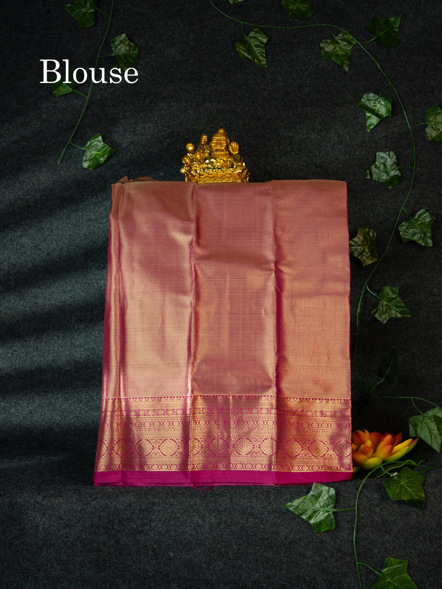 Semi Pattu Pavadai Tissue ( Light Green ) With Magenta Pink Blouse 18"