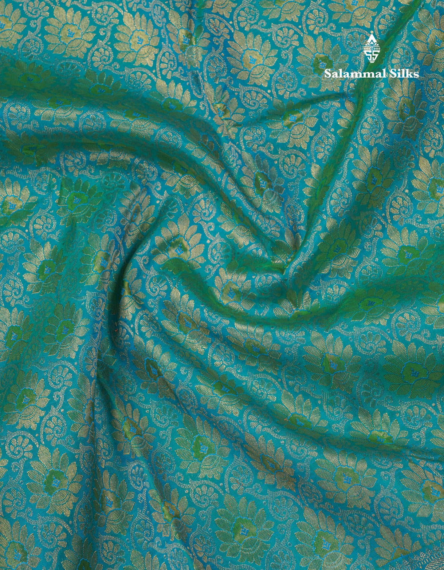 Peacock Green Pure Kanjivaram Silk Saree 3G Zari with Gold Zari Long Border