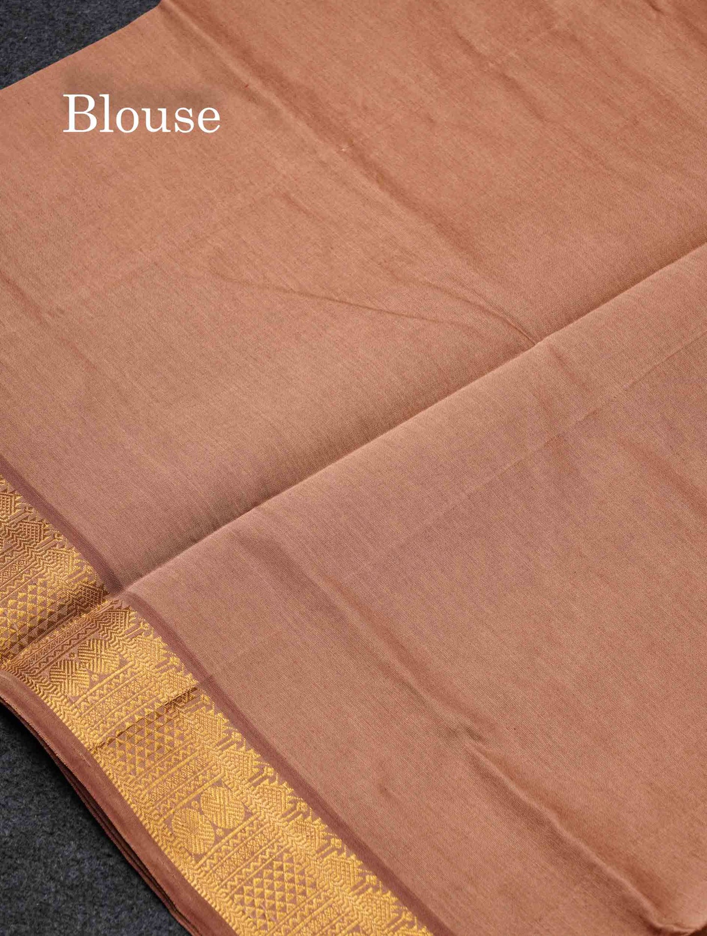 Beautiful Light Chocolate Brown Plain Semi Silk Cotton Saree With Traditional Border