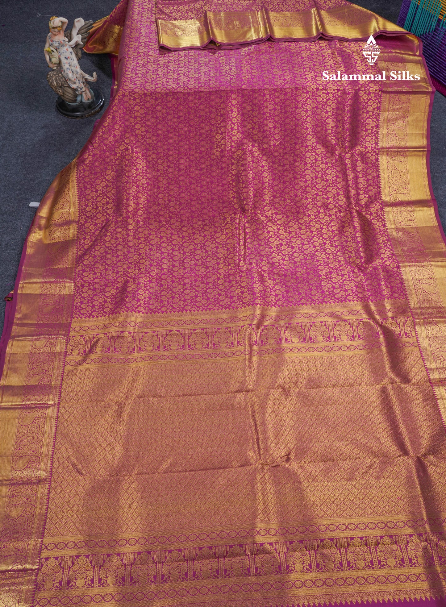 Magenta Meenakari Work Bridal Pure Kanjivaram Silk Saree With Self Border