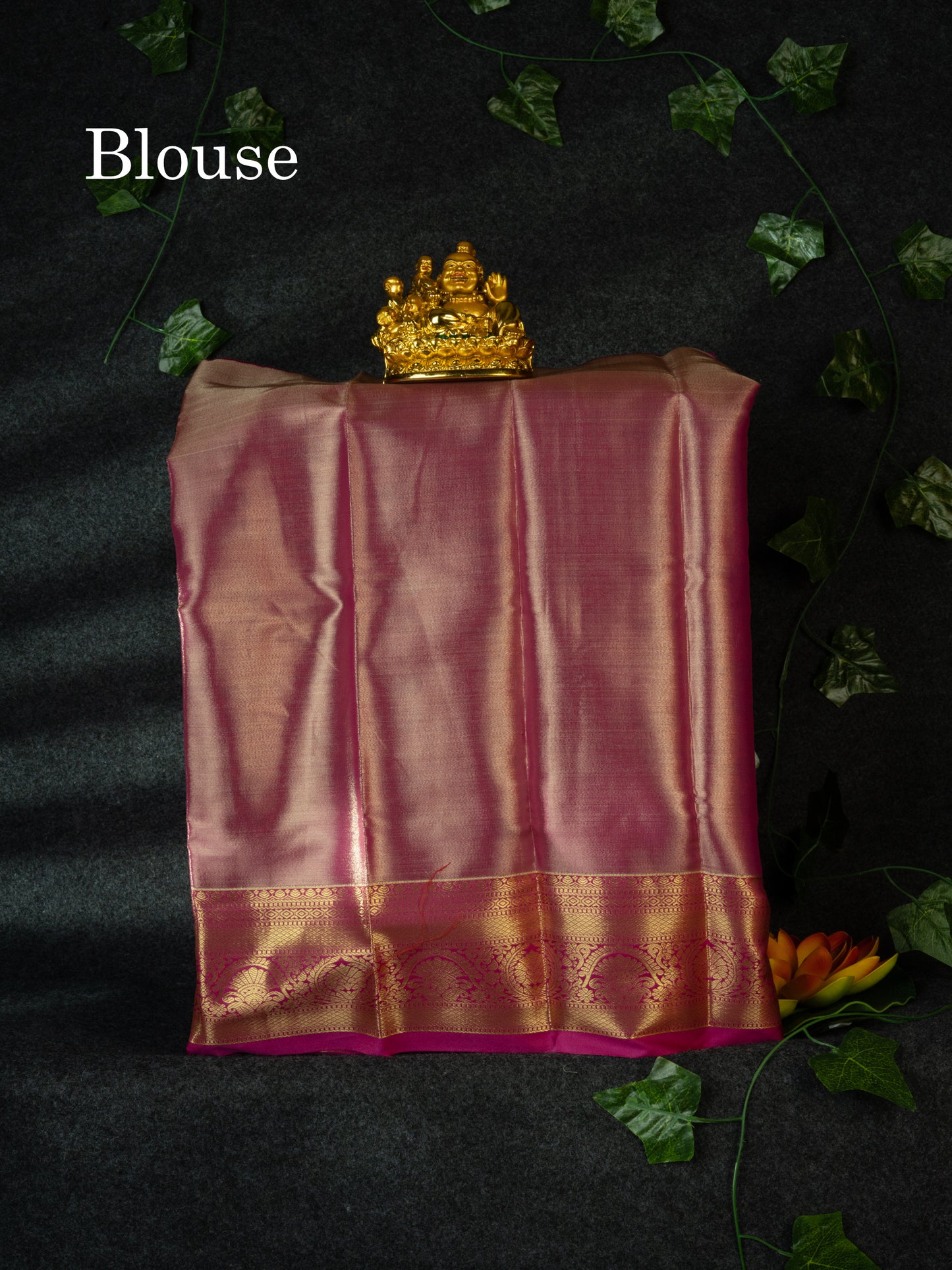 Semi Pattu Pavadai Tissue ( Violet ) With Magenta Pink Blouse 18"