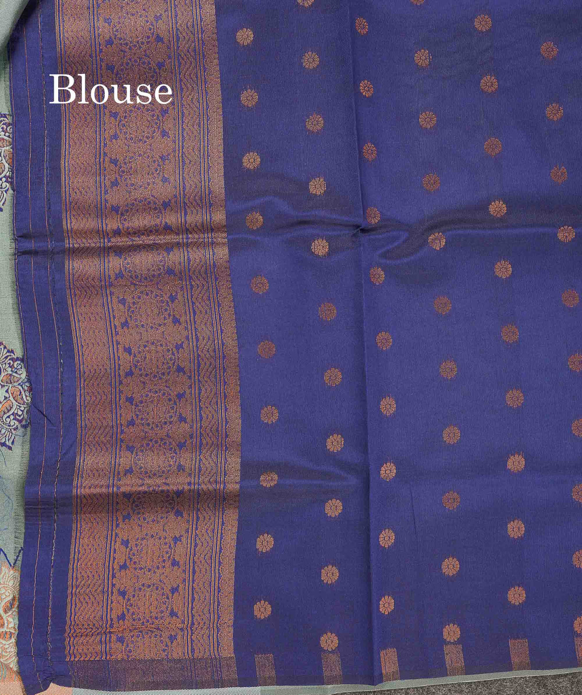 Semi Silk Saree - Mint Green Colour Body With Contrast Navy Blue Fancy Border