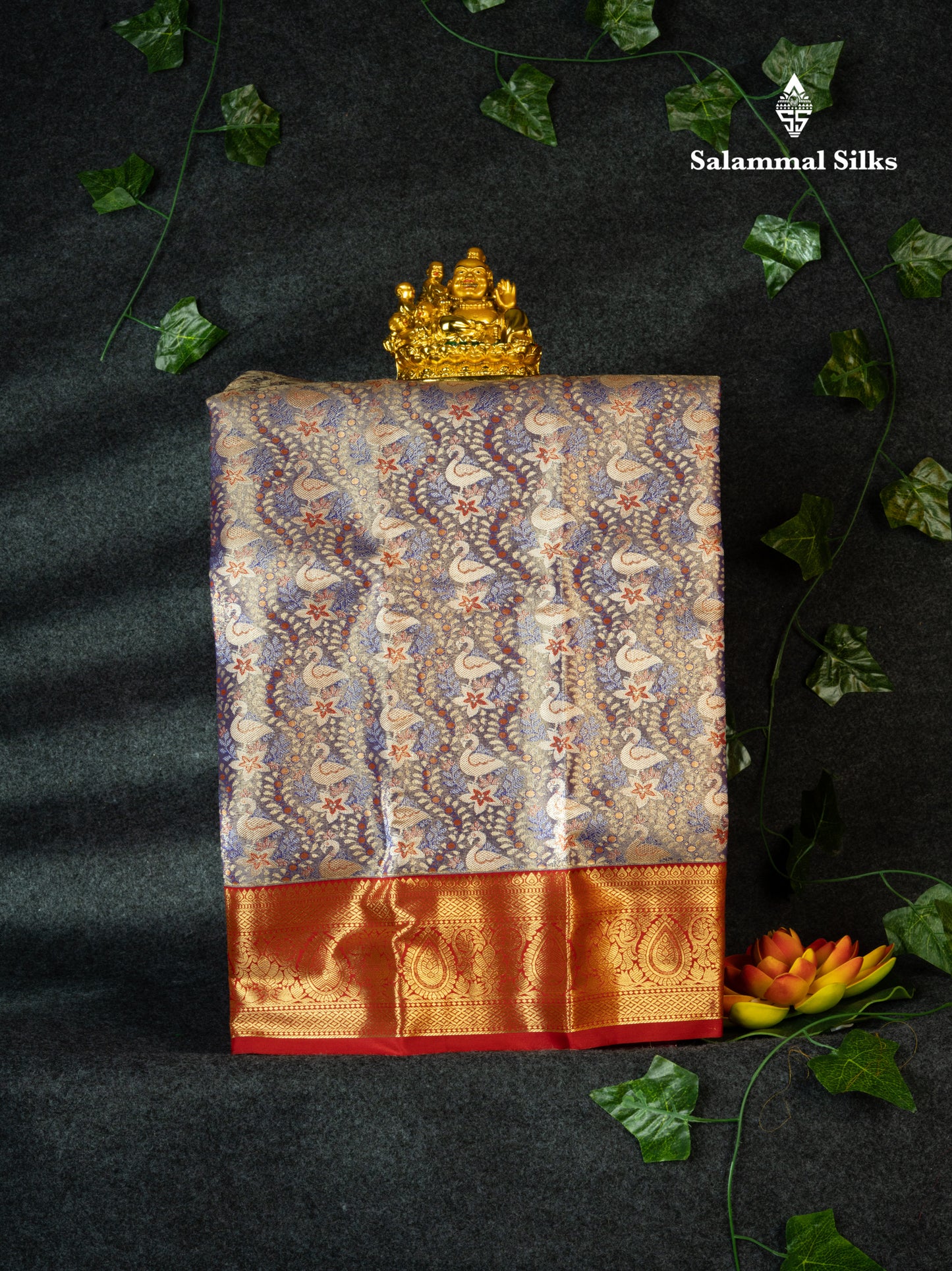 Semi Pattu Pavadai Tissue ( Violet ) With Red Blouse 18"