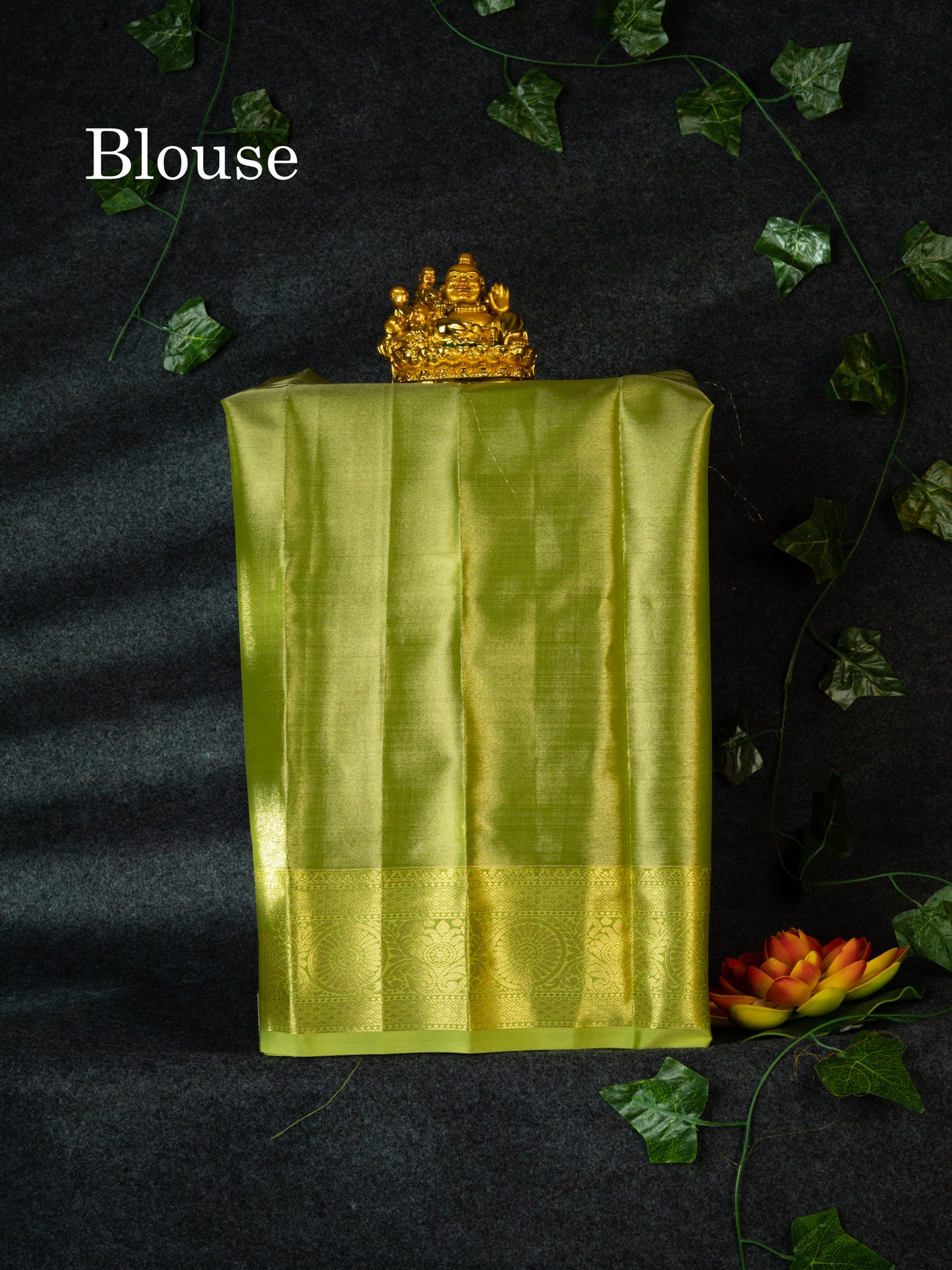 Semi Pattu Pavadai Tissue ( Pink ) With Elaichi Green Blouse 18"