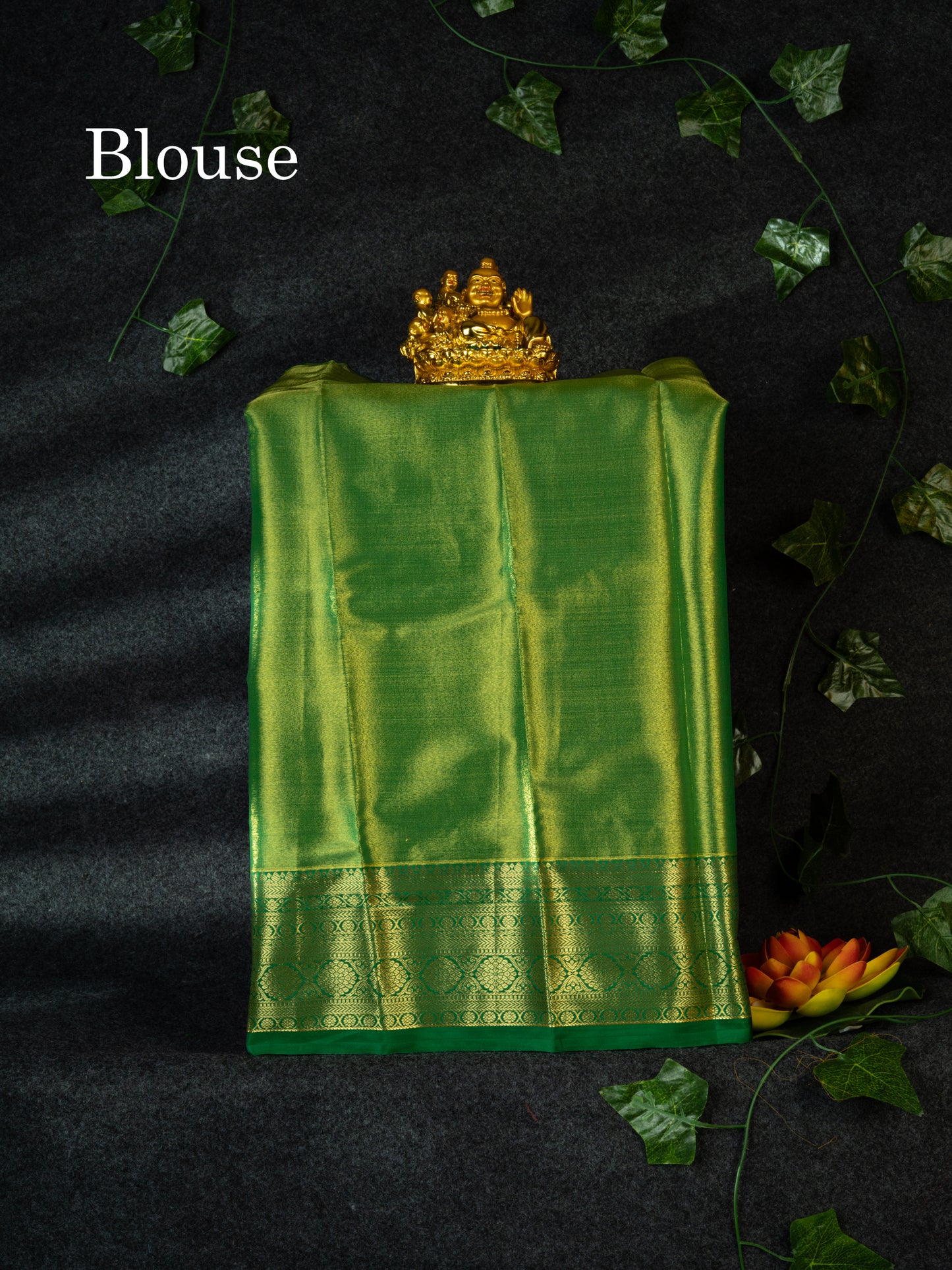Semi Pattu Pavadai Tissue ( Orange ) With Green Blouse 18"