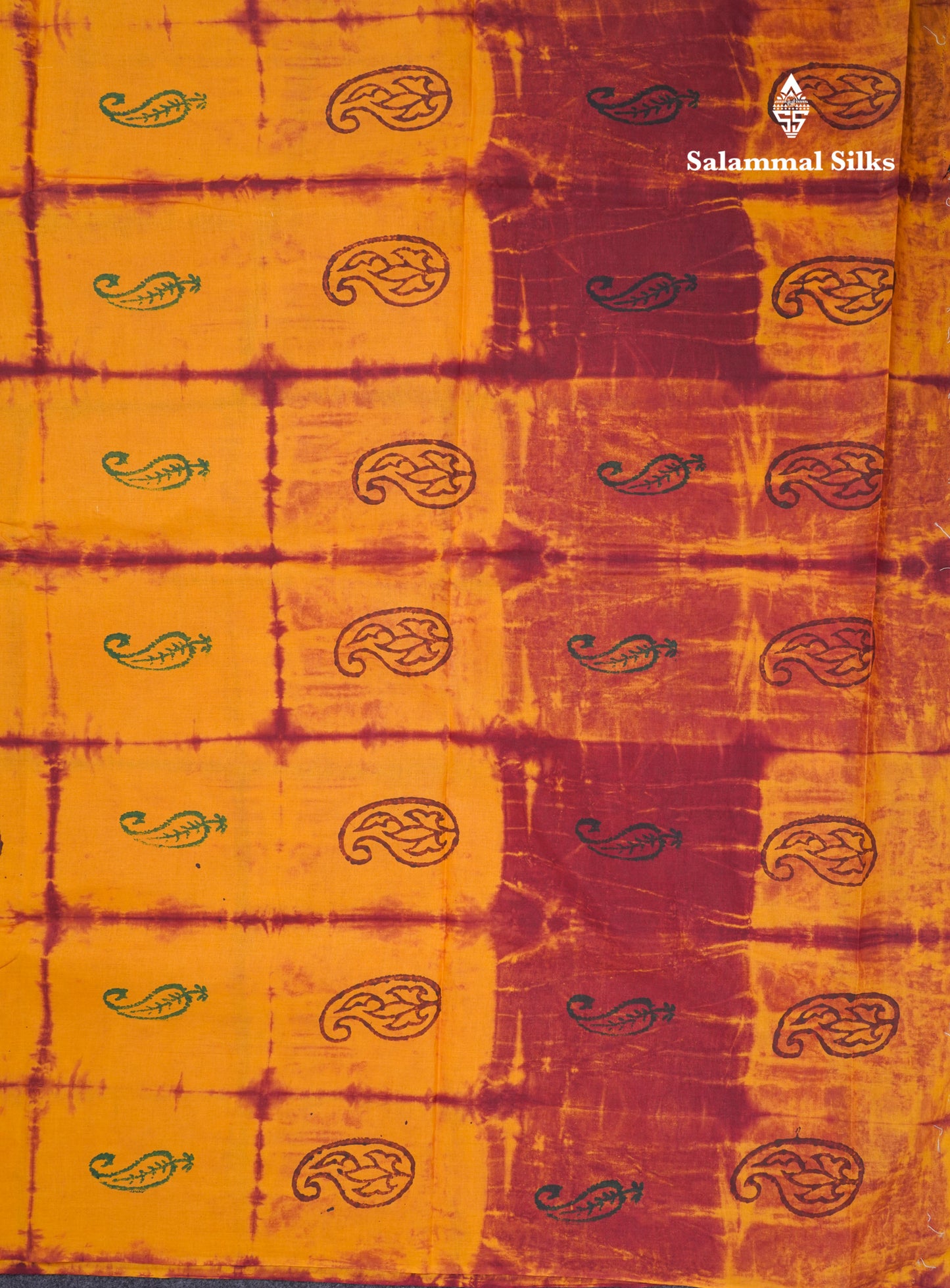 Yellow Big Checks With Butta Batik Print Sungudi Pure Cotton Saree With Running Blouse