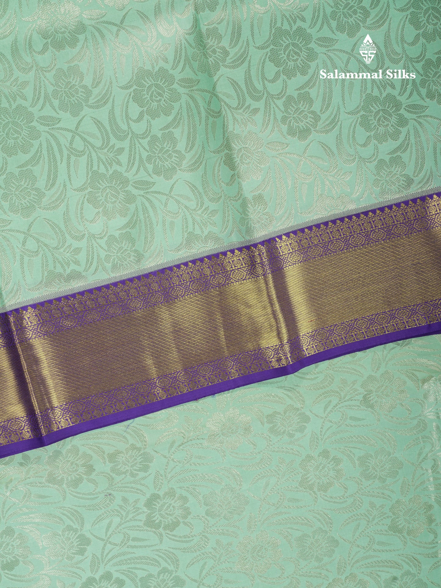 Kanjivaram Ice Blue Exclusive Bridal Silk Saree With Violet Blouse