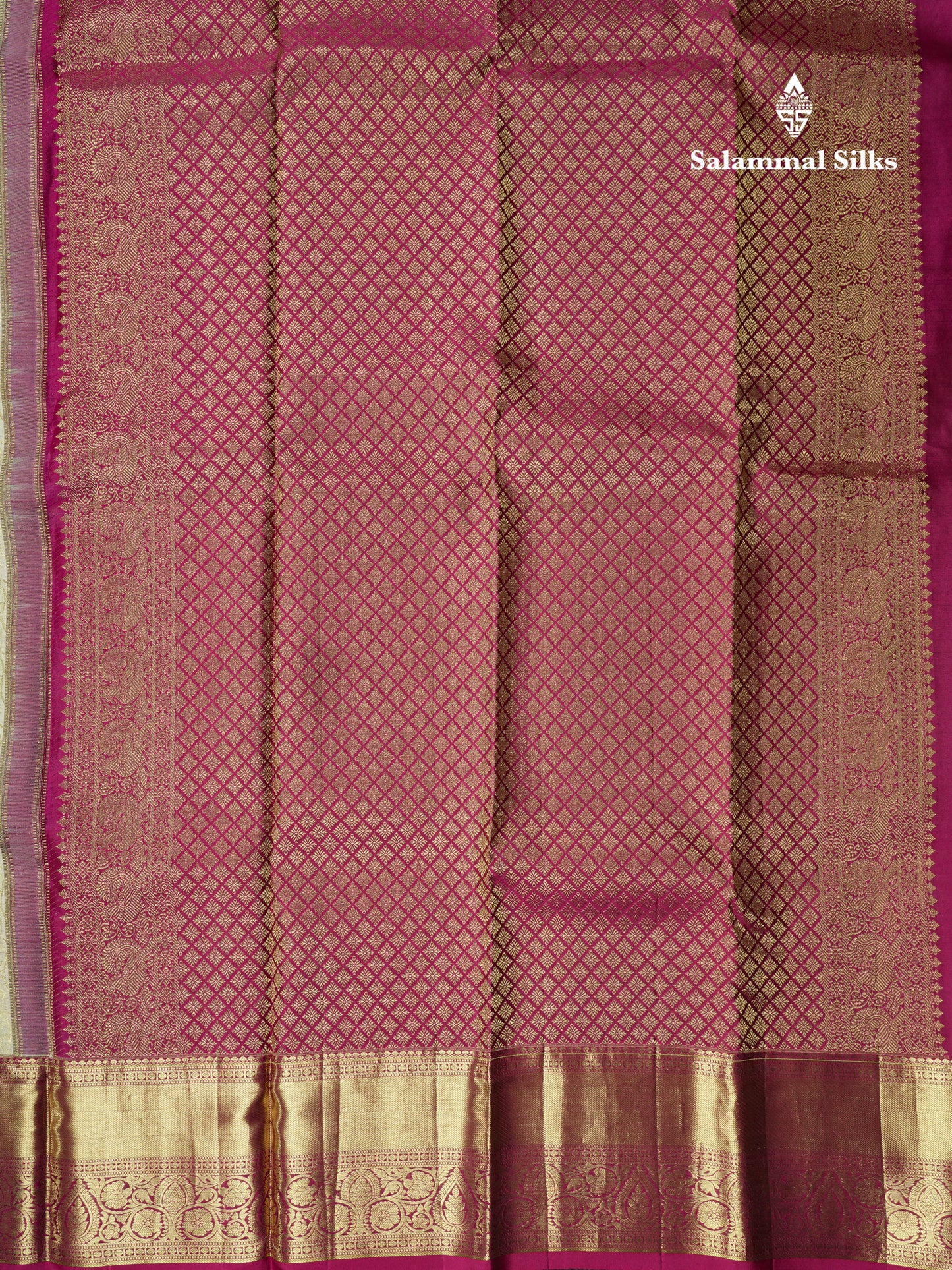 Kanjivaram Half White Bridal Pure Silk Saree With Magenta Border