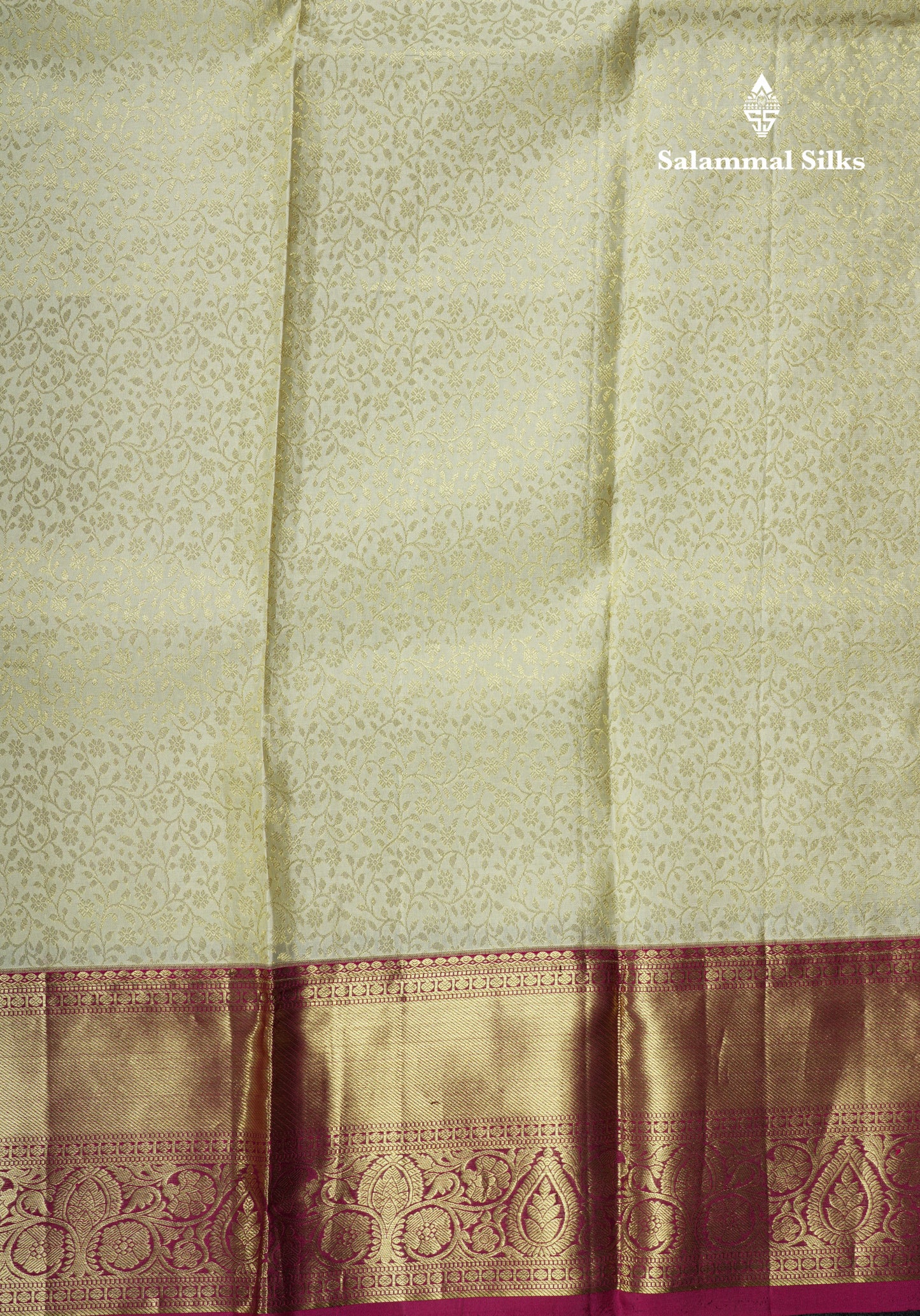 Kanjivaram Half White Bridal Pure Silk Saree With Magenta Border