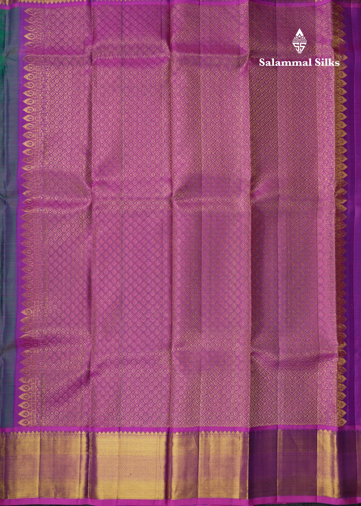 Peacock Green Wedding Pure Kanjivaram Silk Saree With Magenta Magenta Border