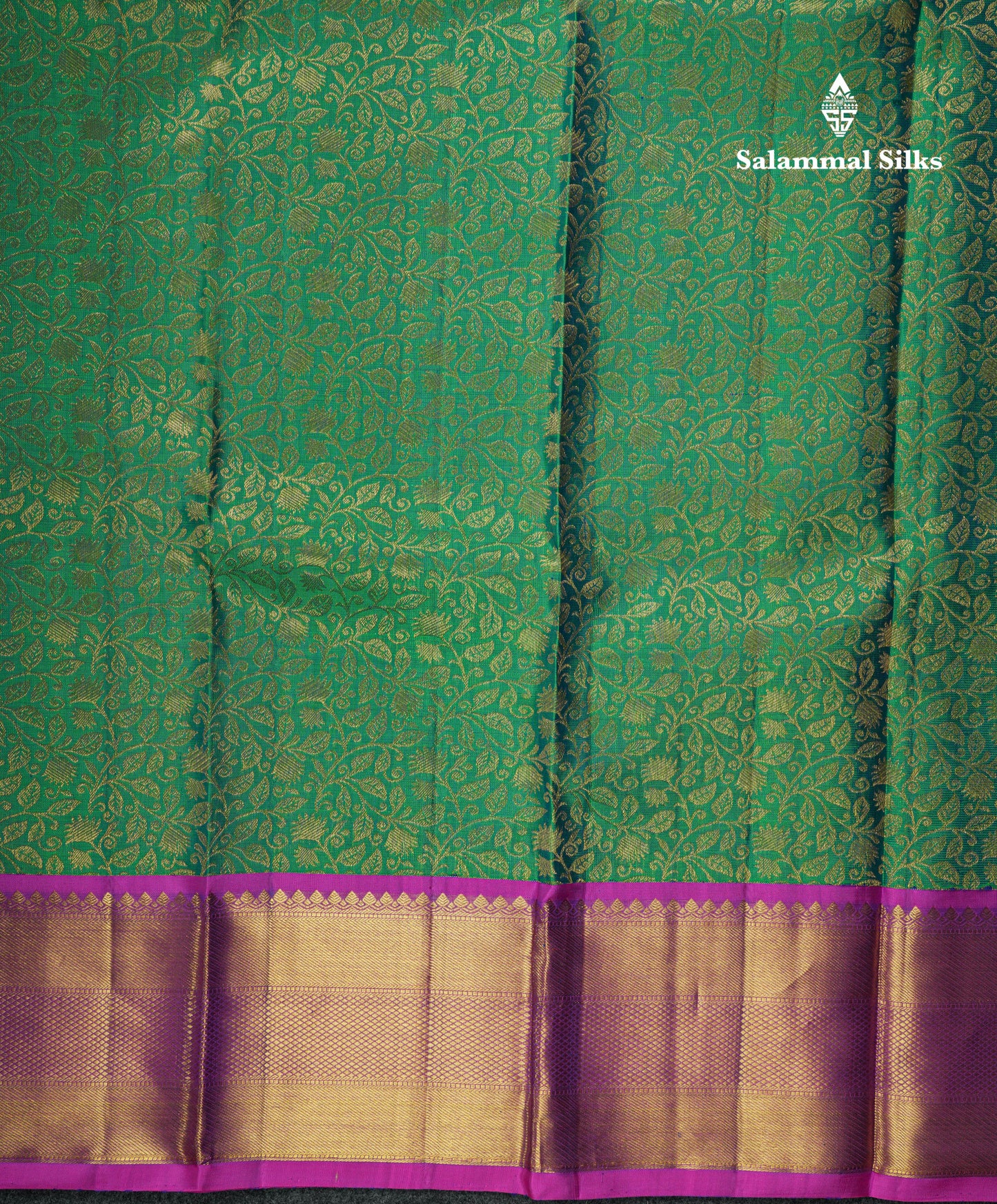Peacock Green Wedding Pure Kanjivaram Silk Saree With Magenta Magenta Border