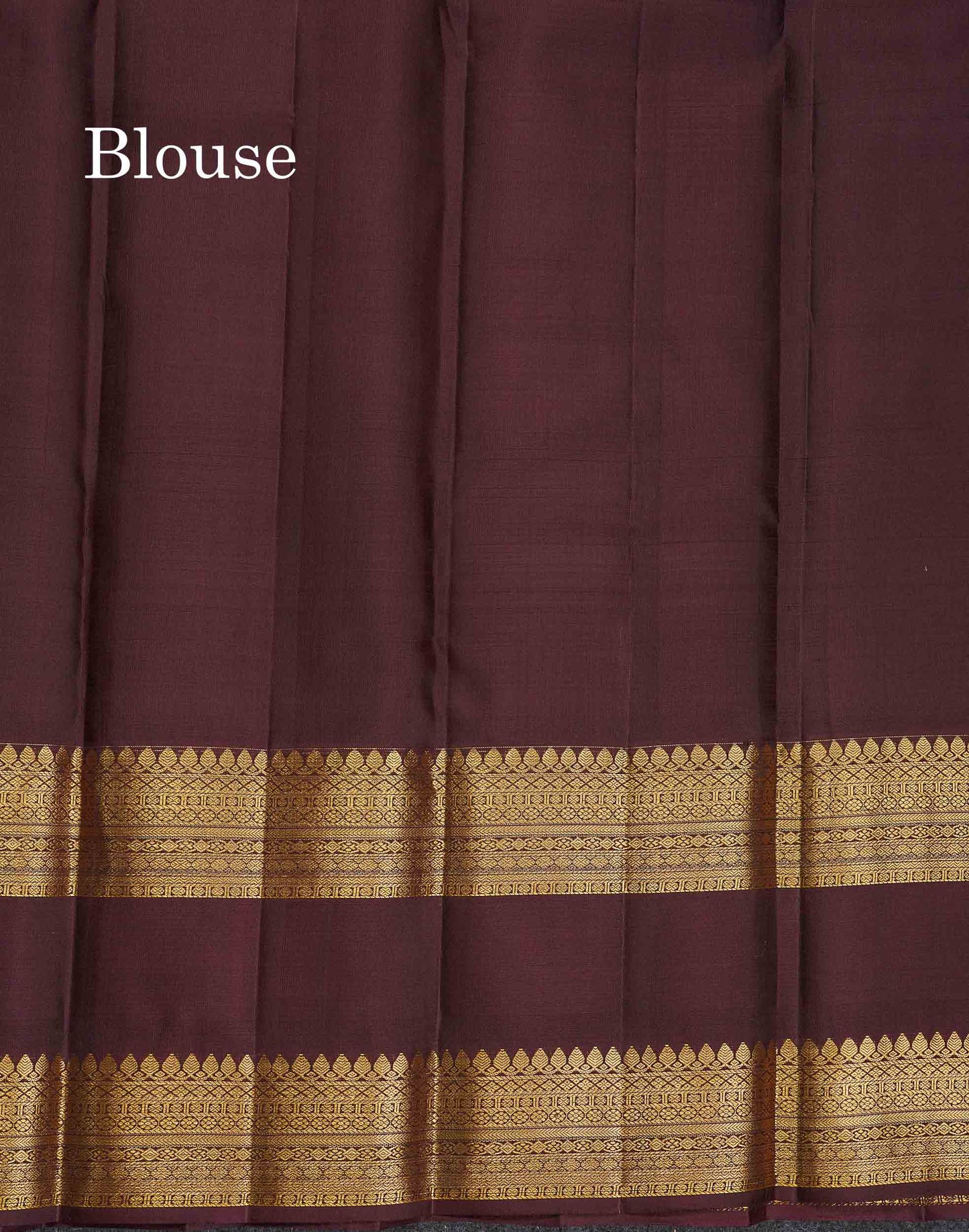 Pure Kanjivaram Silk Saree - Blue Colour Body Butta With Contrast Dark Brown Traditional Gap Border
