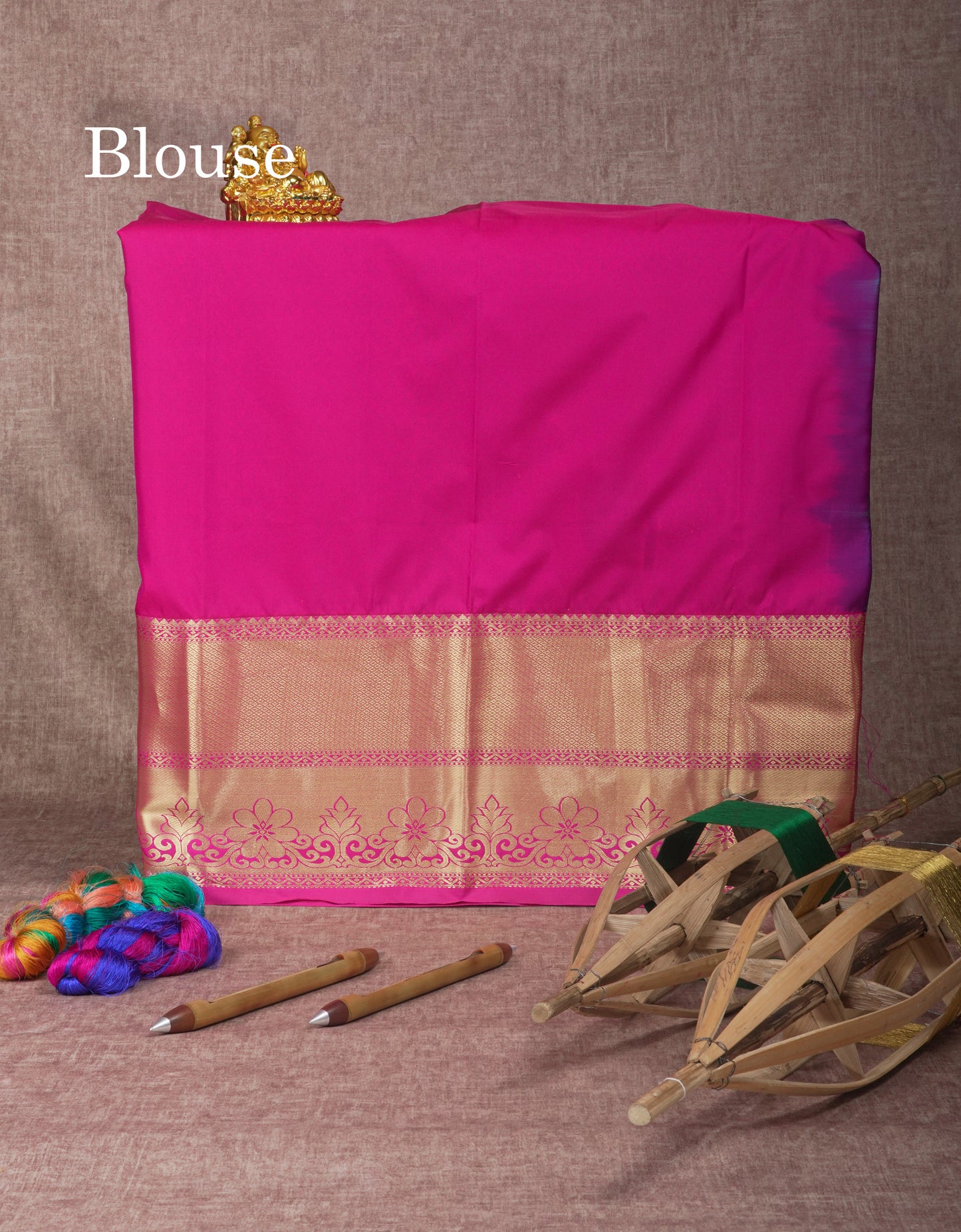 Semi Silk Pattu Pavadai (Saffire Green) With Pink Blouse 45 "