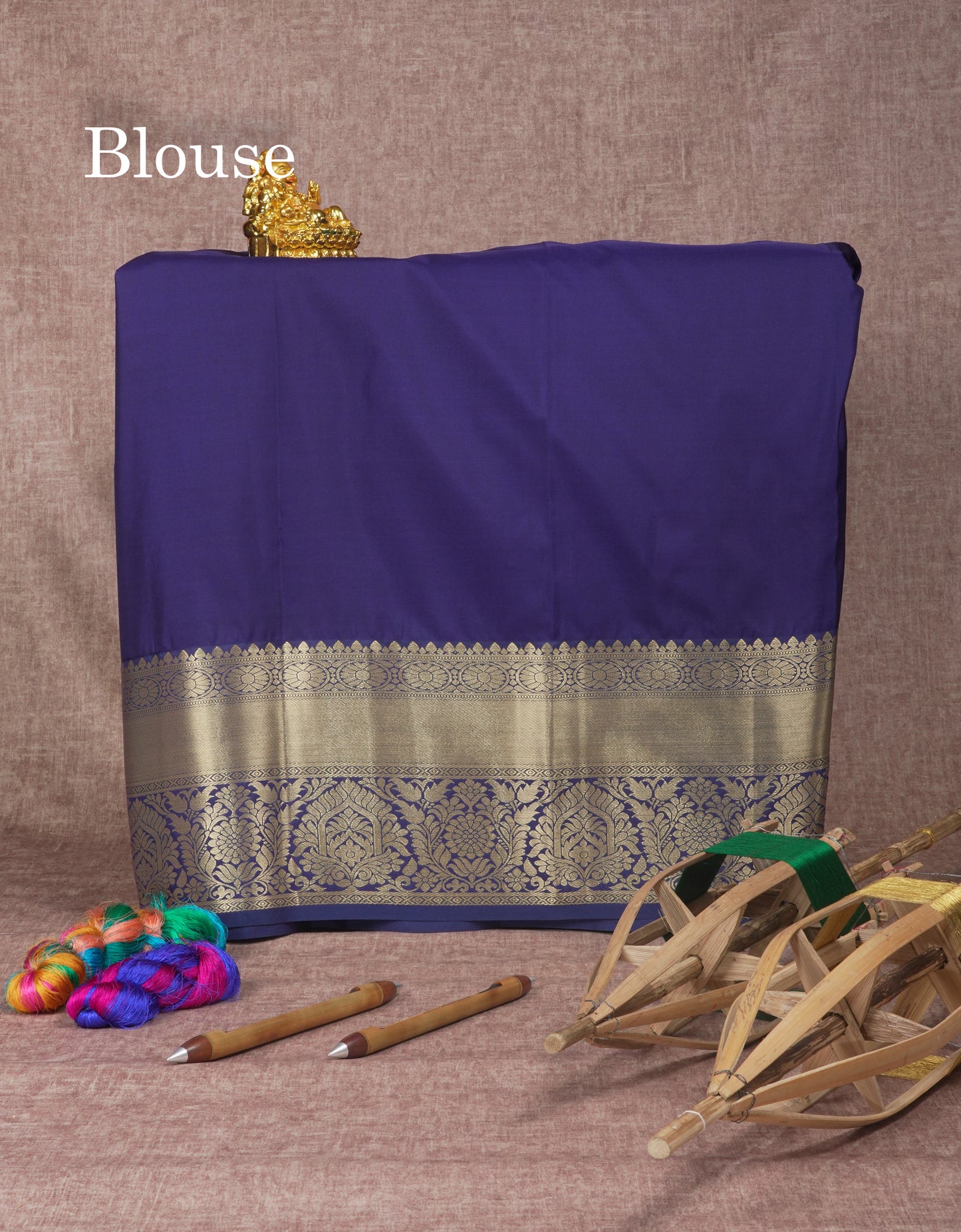 Semi Silk Pattu Pavadai (Light Pink) With Navy Blue Blouse 45 "