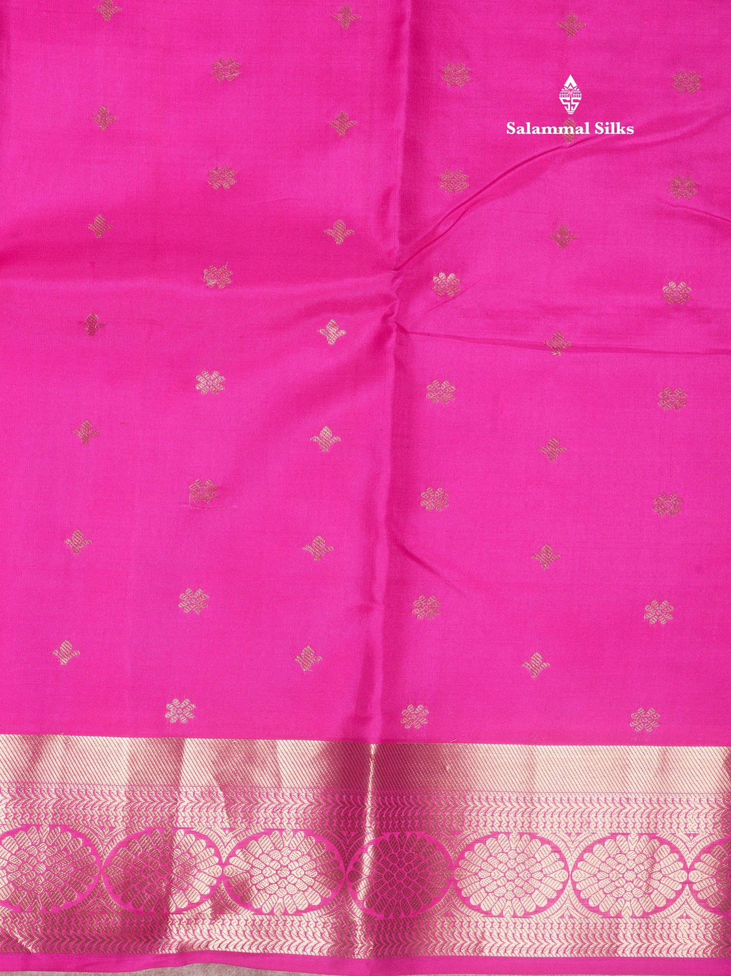 Kanjivaram Magenta Pink Pure Silk Saree With Gold Zari Border