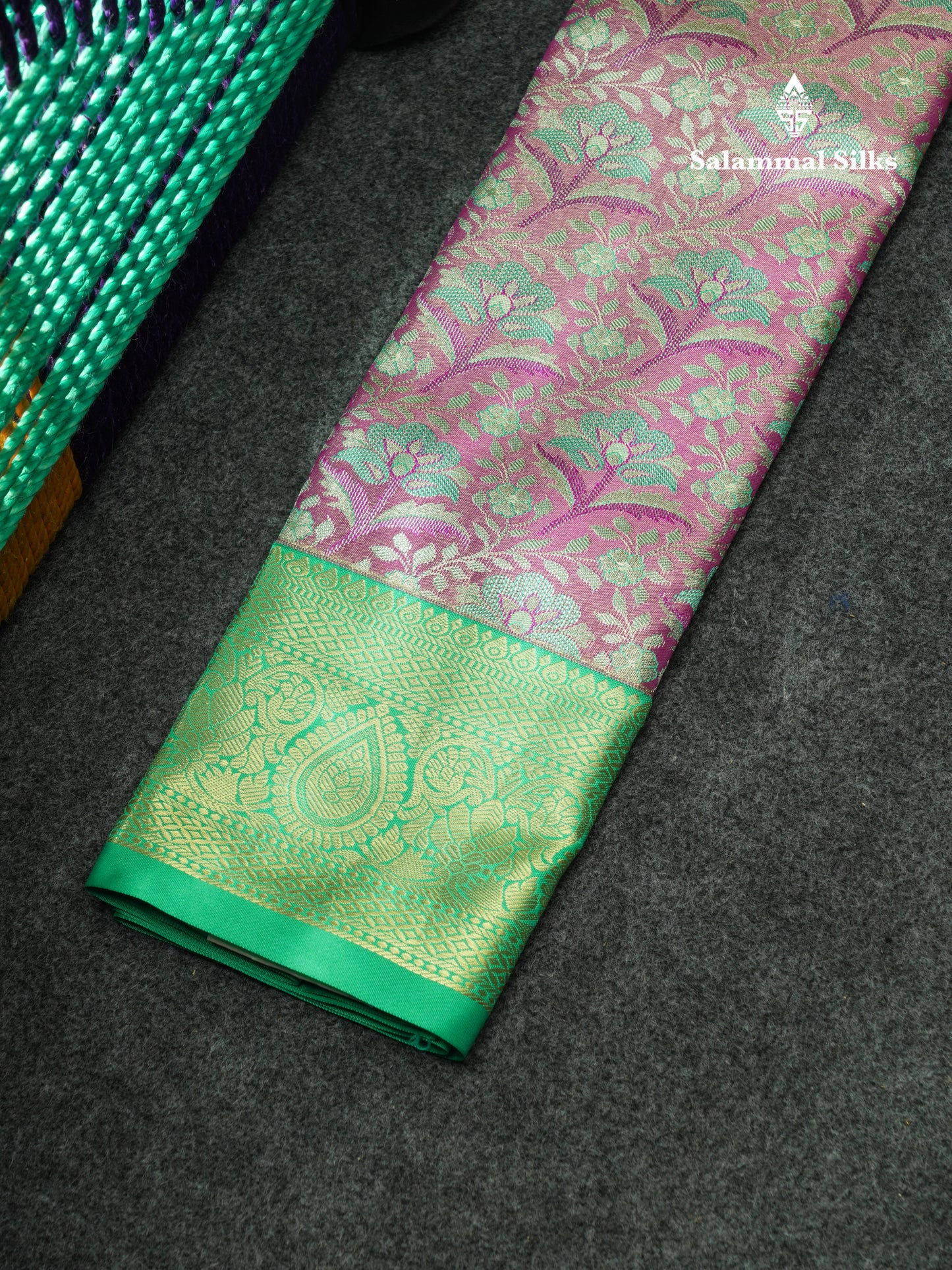 Semi Silk Pattu Pavadai (Light Pink Tissue) With Rexona Green Blouse 18"