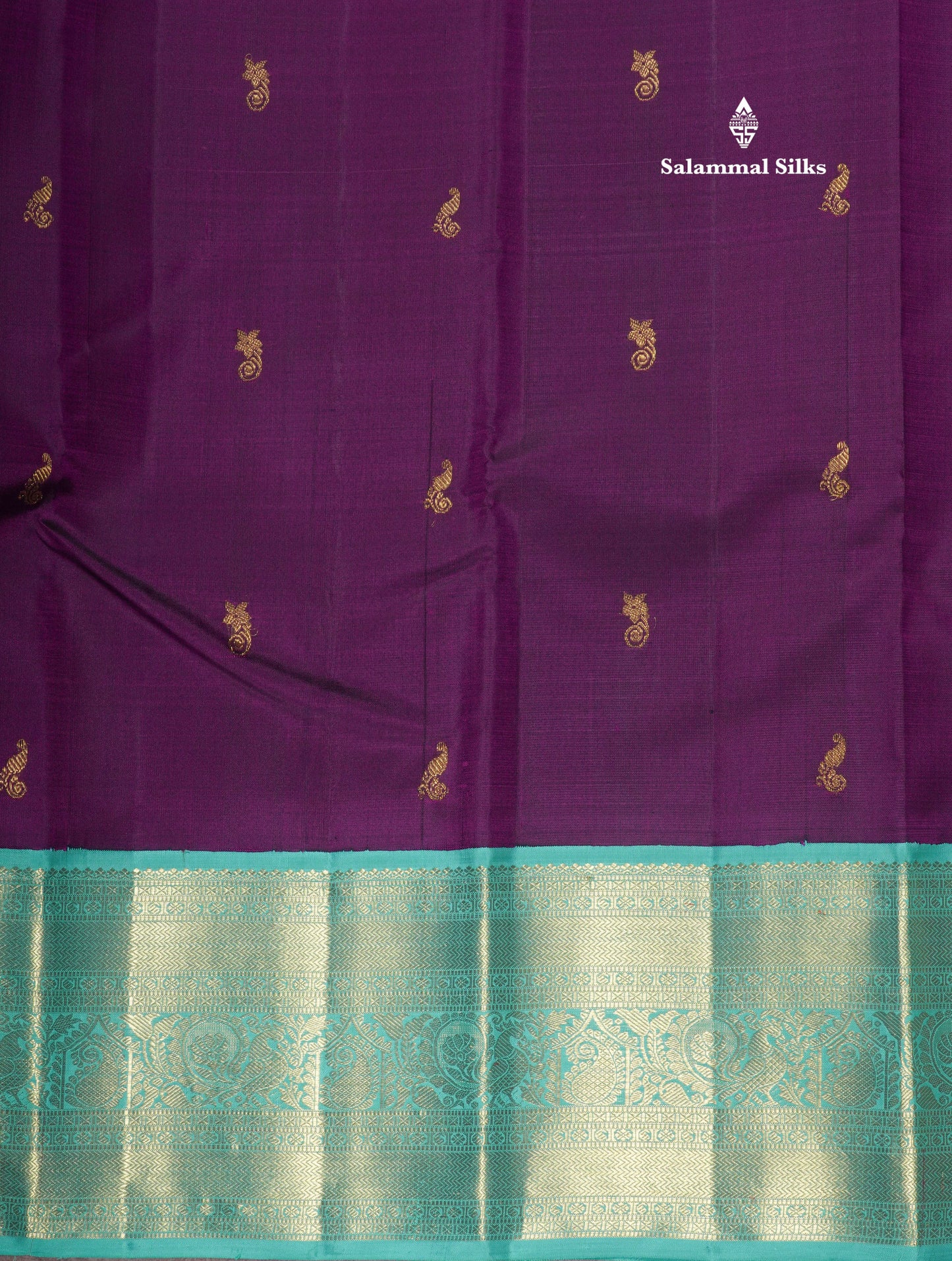 Kanjivaram Beautiful Violet Pure Silk Saree With Contrast Rexona Green Korvai Border