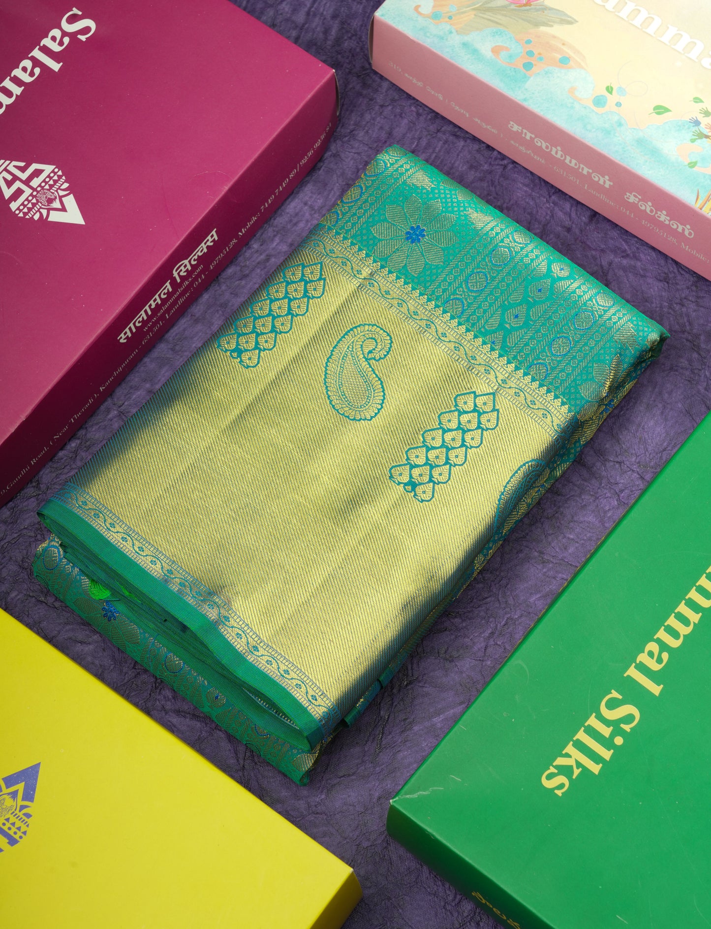 Kanjivaram Beautiful Ramar Blue Pure Silk Saree With Gold Zari Border