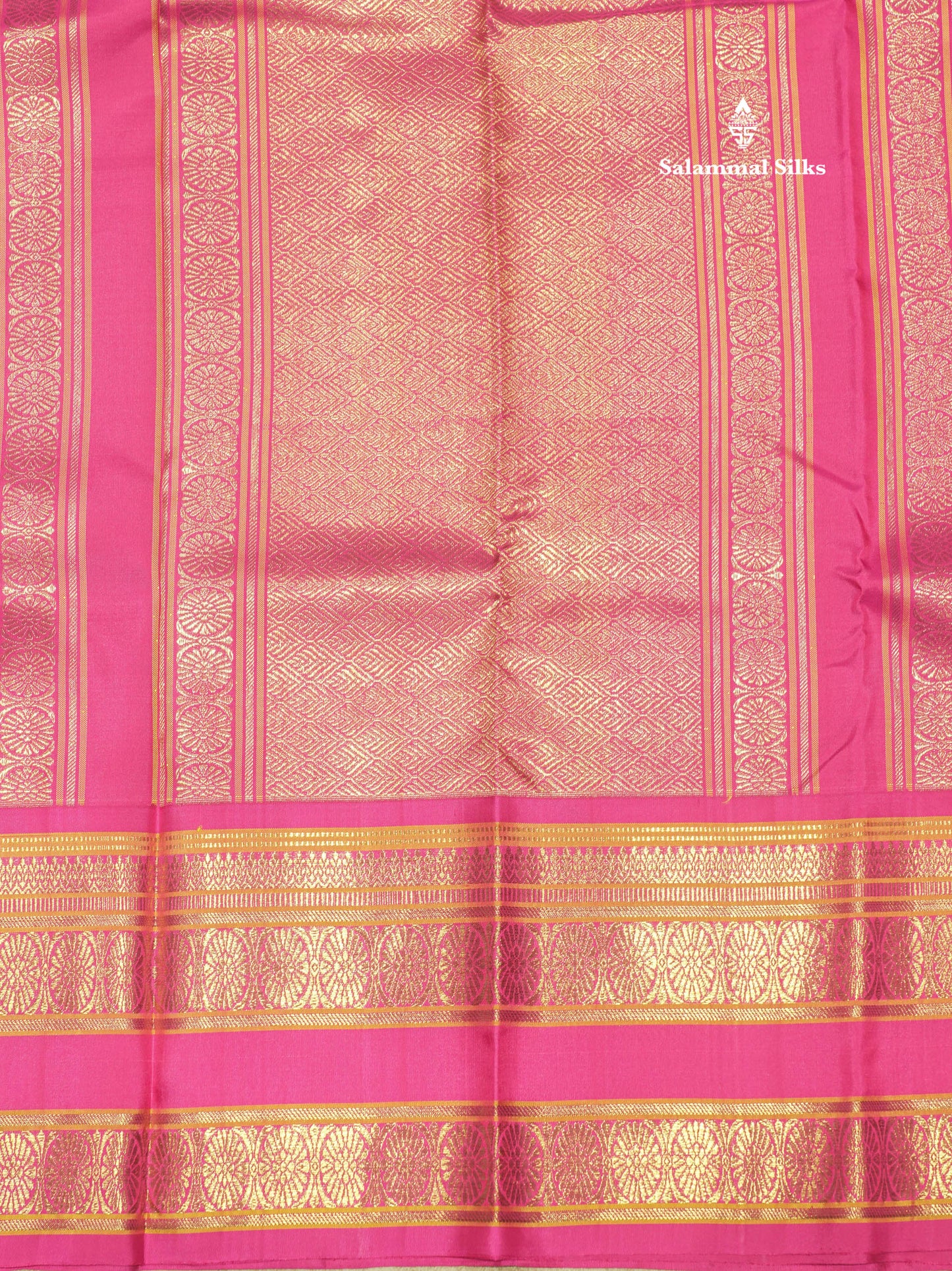 Kanjivaram Beautiful Sapphire Blue Pure Silk Saree With Contrast Pink Korvai Long Border