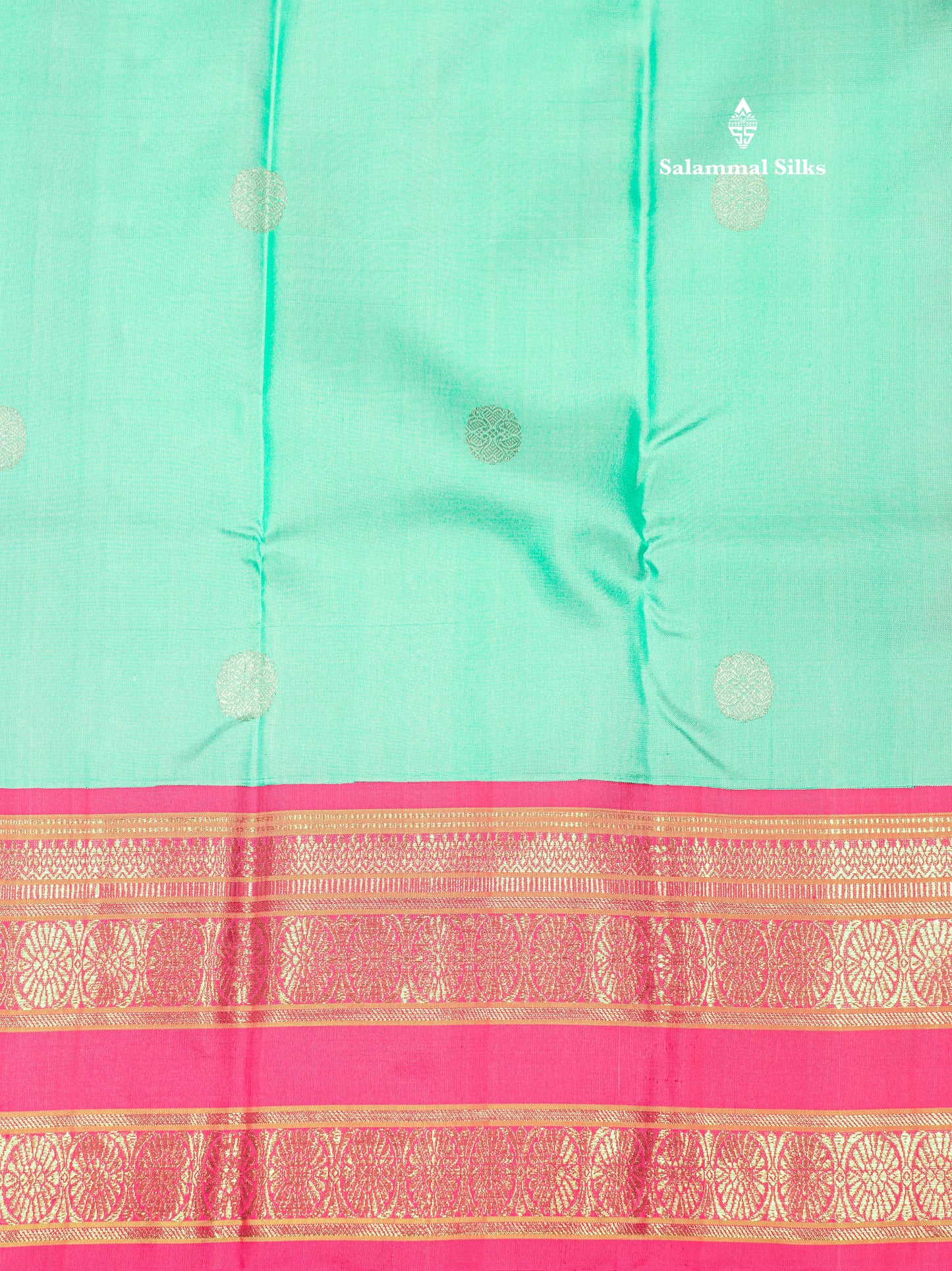 Kanjivaram Beautiful Sapphire Blue Pure Silk Saree With Contrast Pink Korvai Long Border