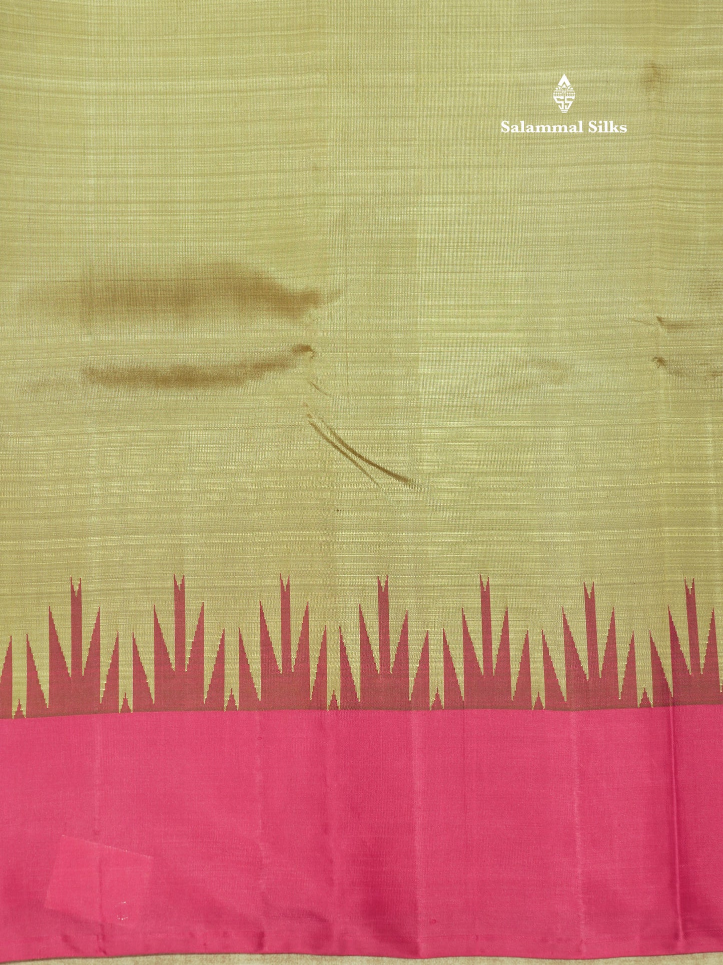 Kanjivaram Light Brown Plain Pure Kanjivaram Silk Saree With Traditional Temple Border