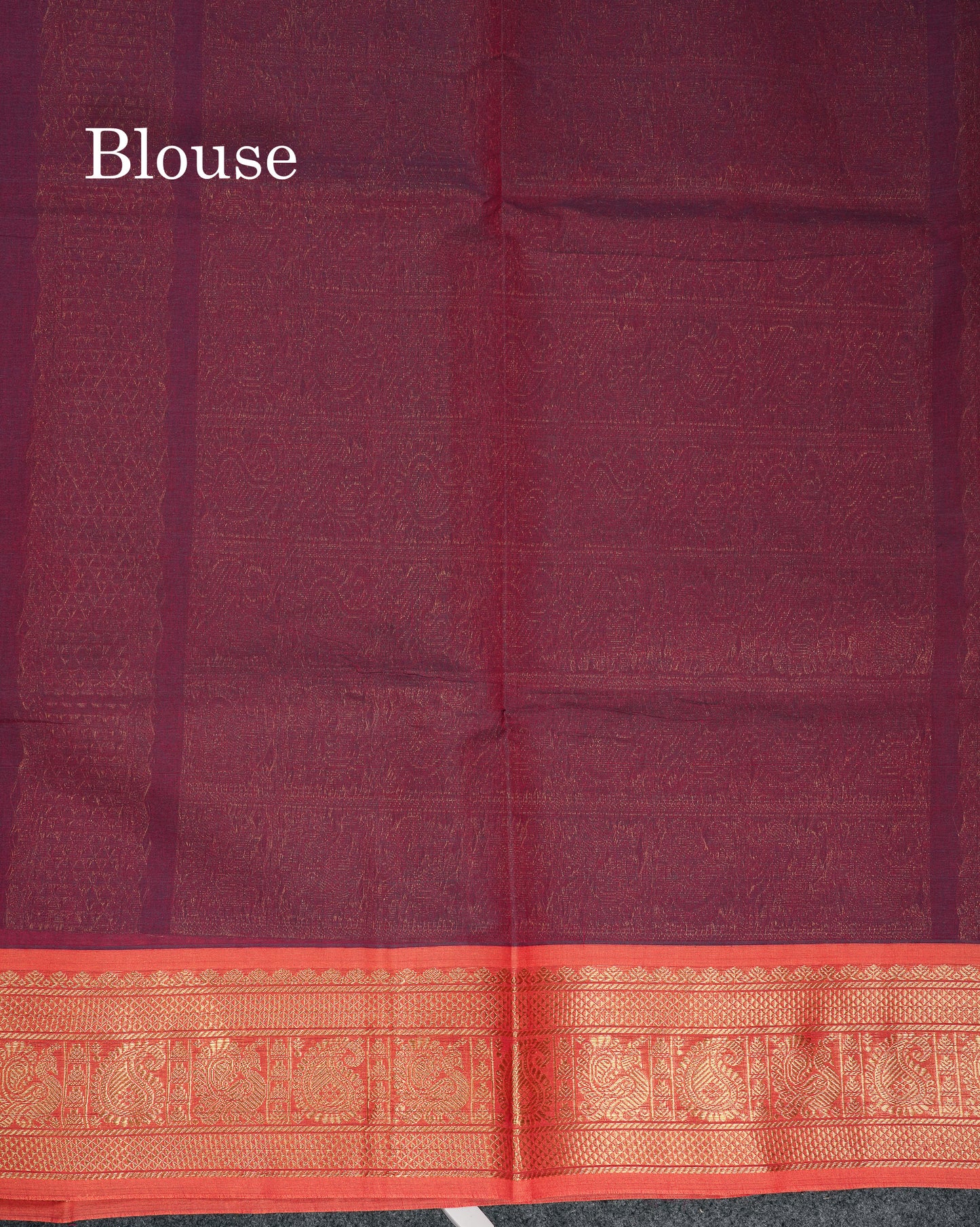 Beautiful Dual Tone Magenta Pure Cotton Saree With Contrast Orange Traditional Border