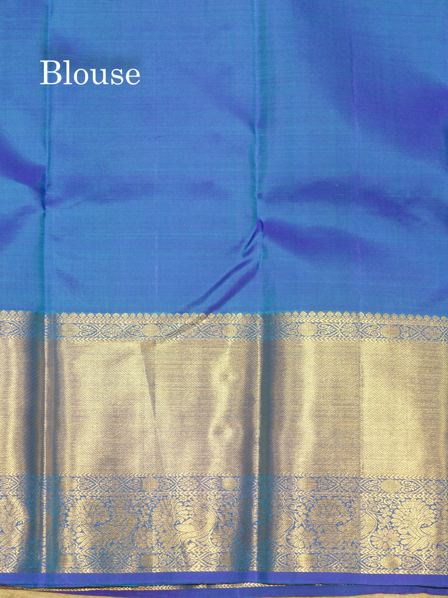Kanjivaram Peacock Blue Pure Silk Saree With Royal Blue Long Border