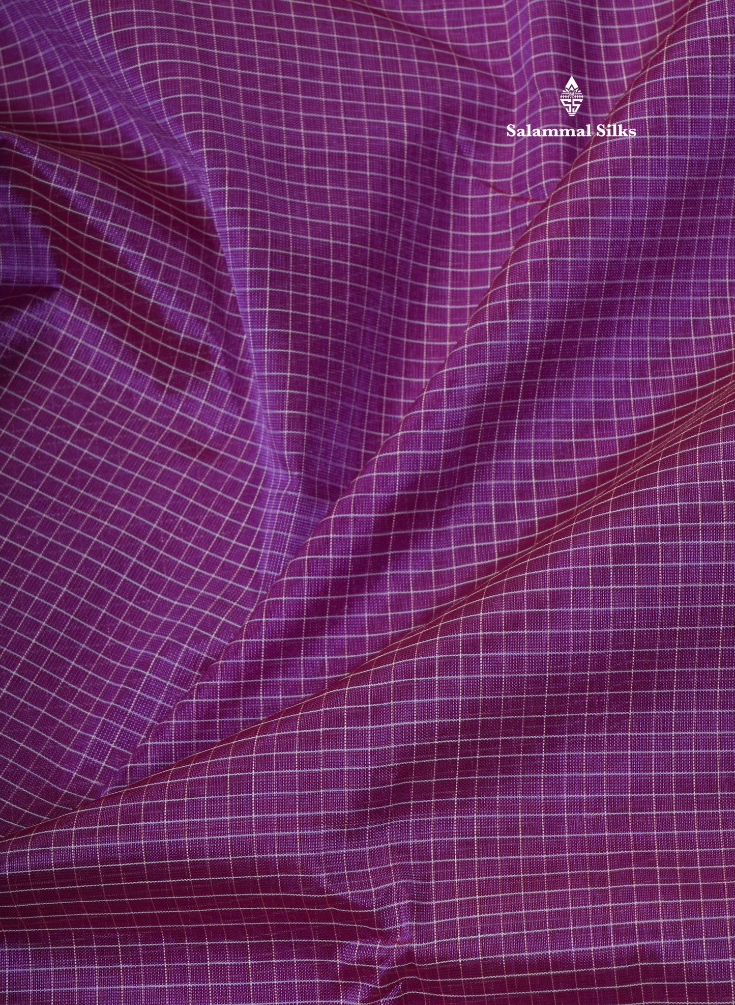 Pastel Violet Tiny Checks Pure Silk Cotton Saree With Contrast Light Pink Traditional Border
