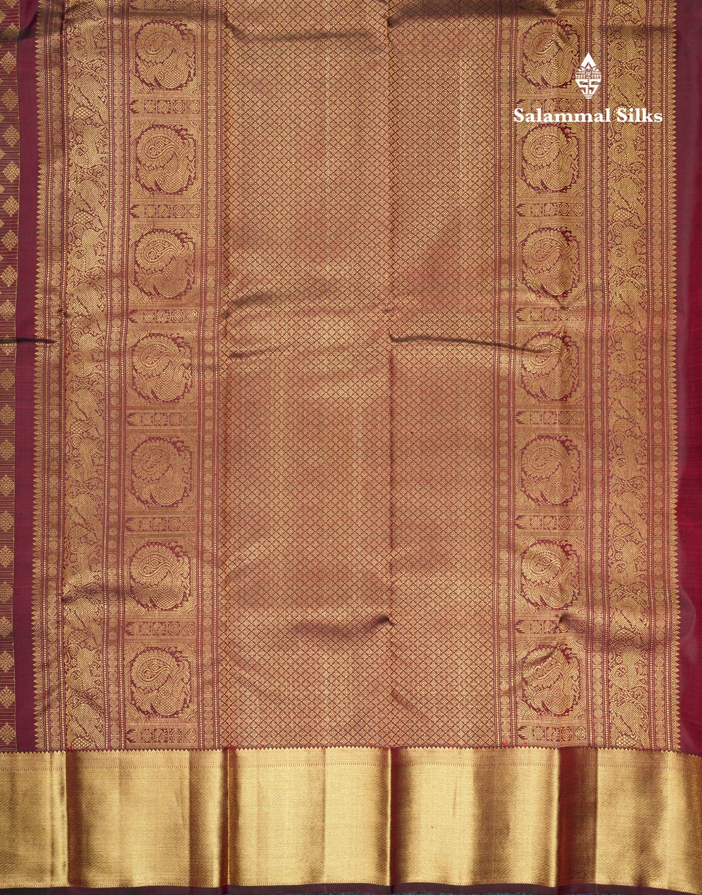 Maroon Vairaoosi Bridal Pure Kanjivaram Silk Saree With Gold Zari Border