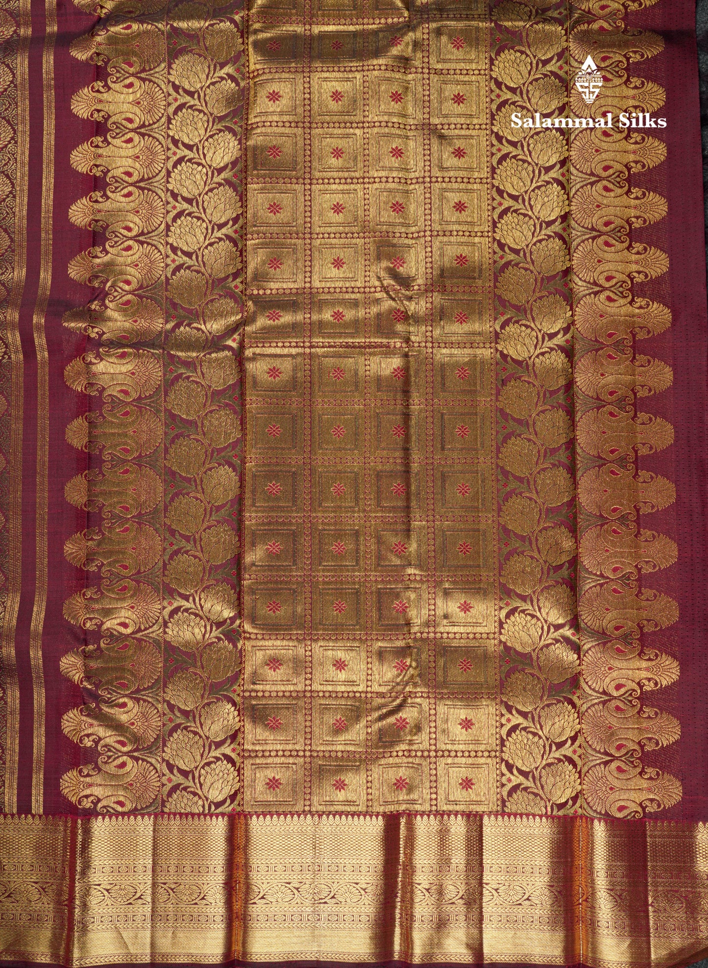 Kanjivaram Beautiful Dark Maroon Pure Silk Saree With Gold Zari Border