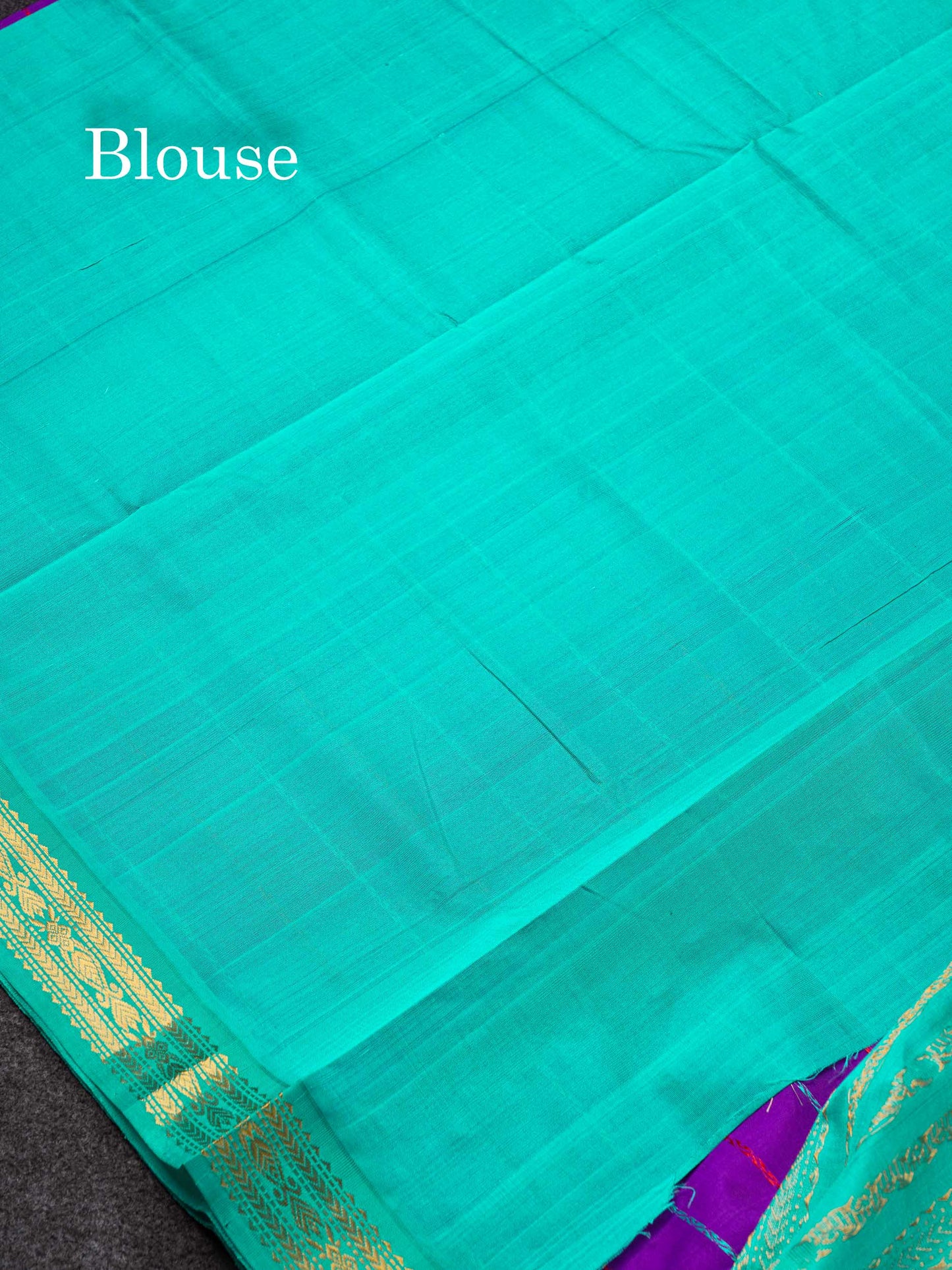 Beautiful Violet Thread Lines Handloom Pure Silk Cotton Saree With Sapphire Blue Traditional Border