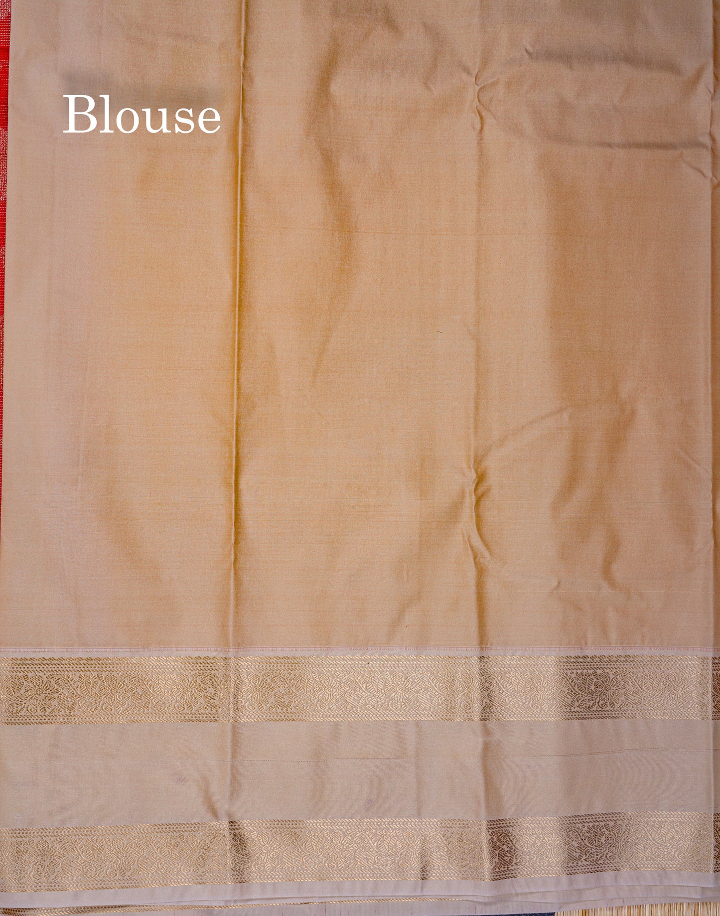 Beautiful Chilly Red Vaira Oosi Semi Silk Saree With Contrast Cream Sandal Traditional Rettapet Border