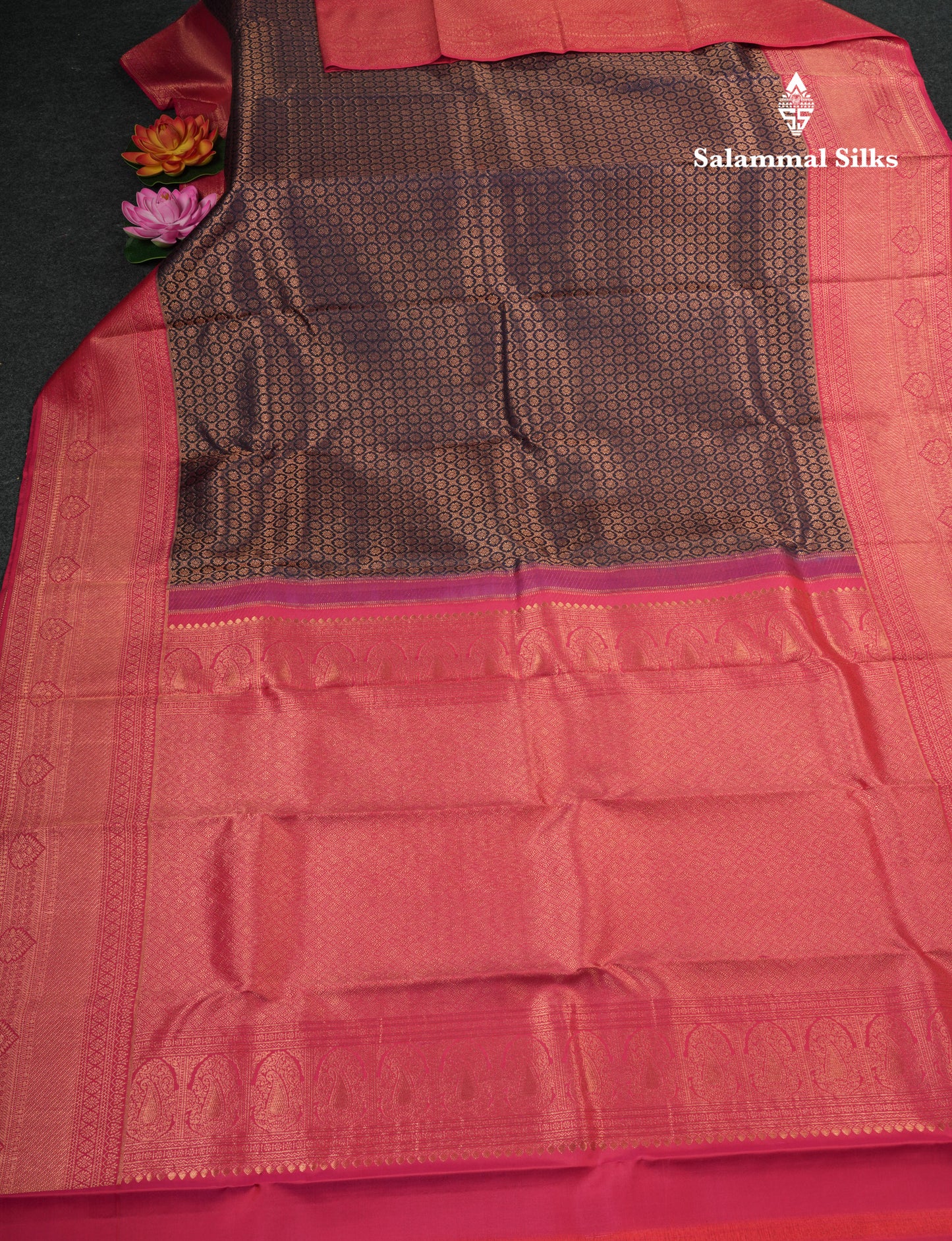Purple Color Kanjivaram Pure Silk Saree with Pink Blouse