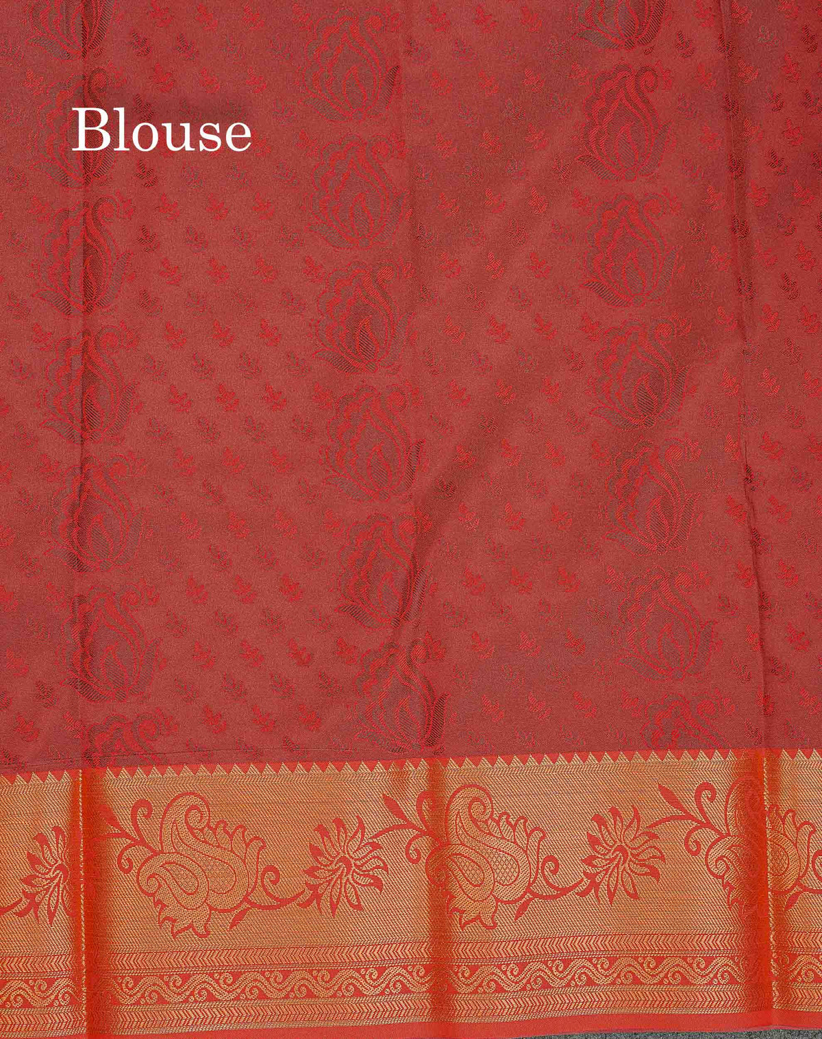 Semi Silk Saree - Red Colour Body With Contrast Dual Tone Green Blouse