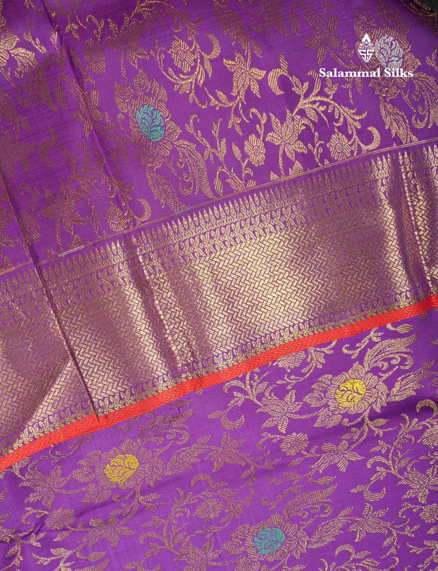 Violet Color Kanjivaram Pure Silk Saree with Contrast Blouse