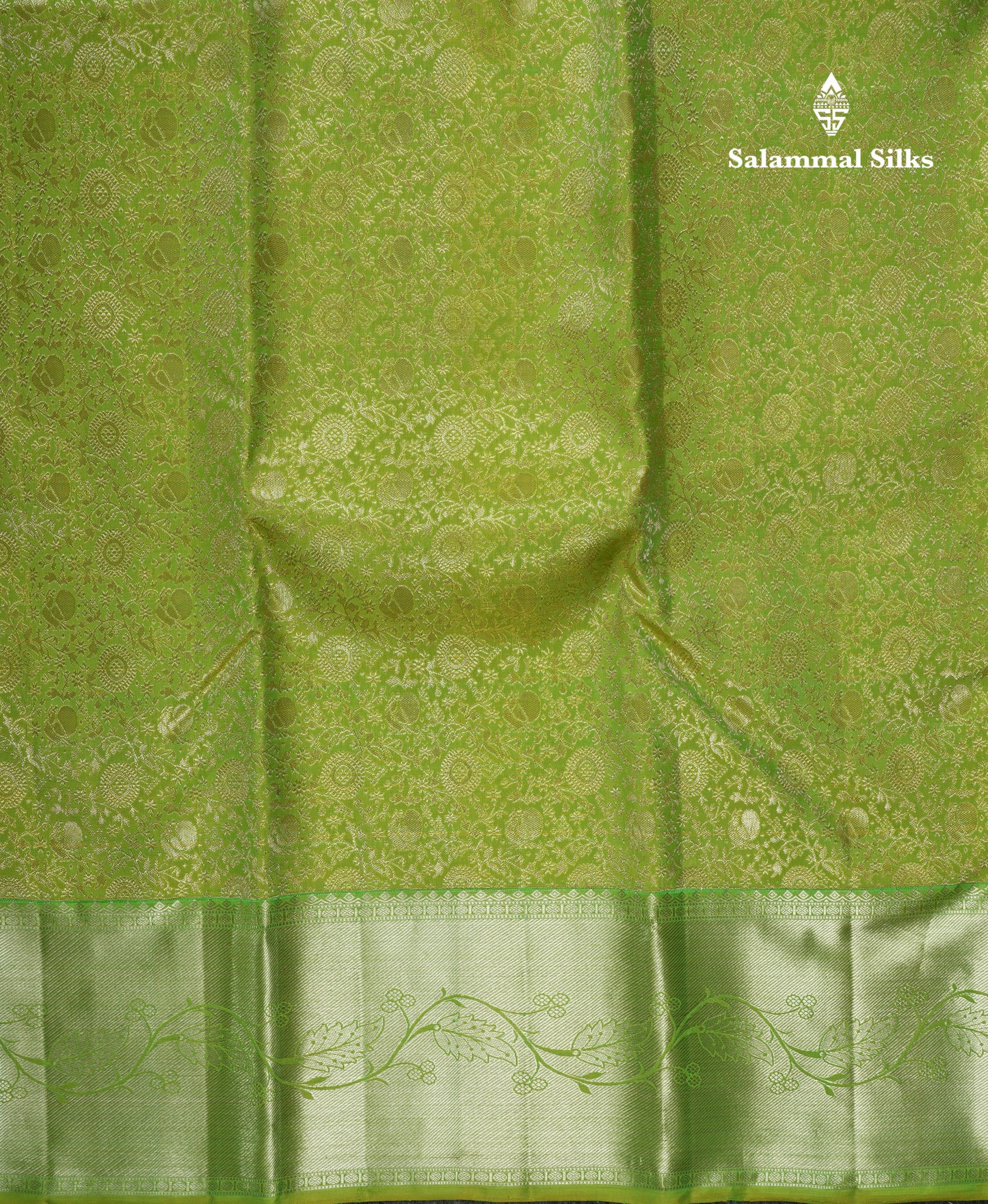 Dual Tone Light Green Bridal Pure Kanjivaram Silk Saree With Contrast Green Border
