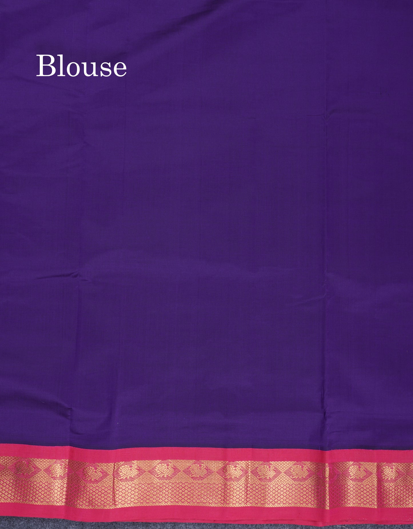 Violet Plain 9.5 Yards Semi Silk Cotton Saree With Contrast Pink Traditional Border