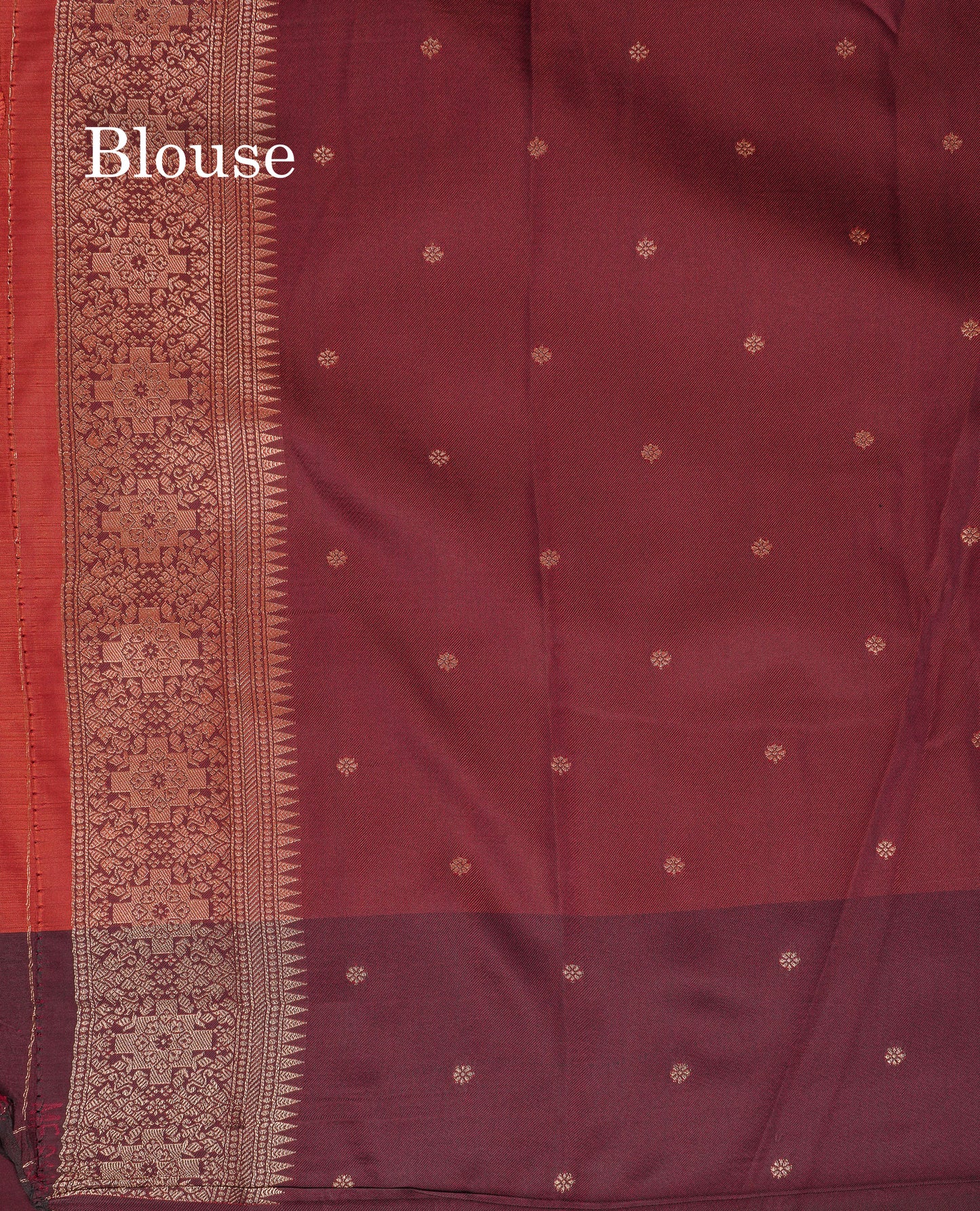 Beautiful Rust Orange Semi Silk Saree With Contrast Dark Brown Traditional Border