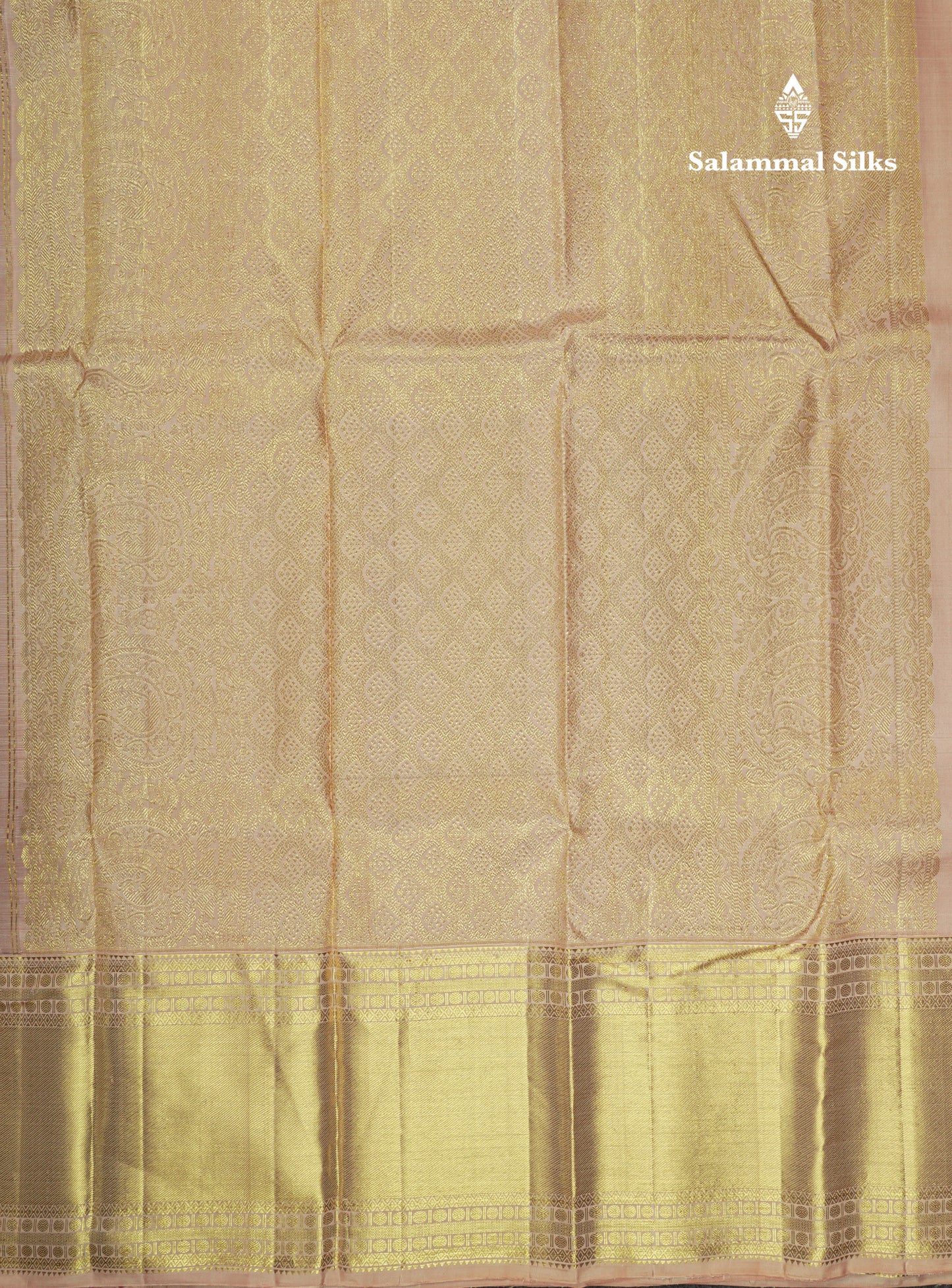 Kanjivaram Light Chocolet Pure Silk Saree With Peach Long Border