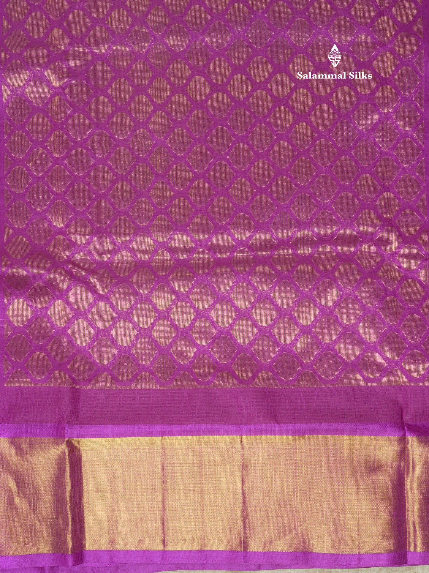 White Printed Pure Silk Cotton Saree With Contrast Vadamalli Traditional Temple Border
