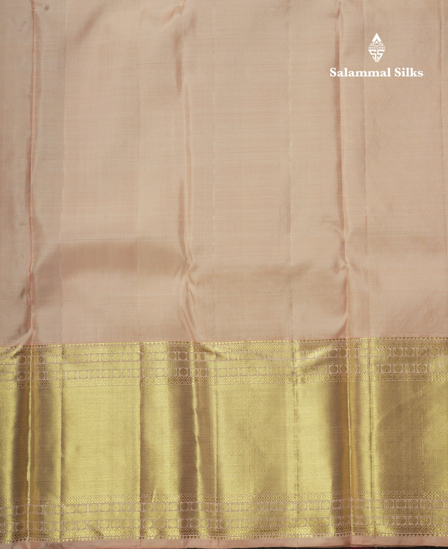 Kanjivaram Light Chocolet Pure Silk Saree With Peach Long Border
