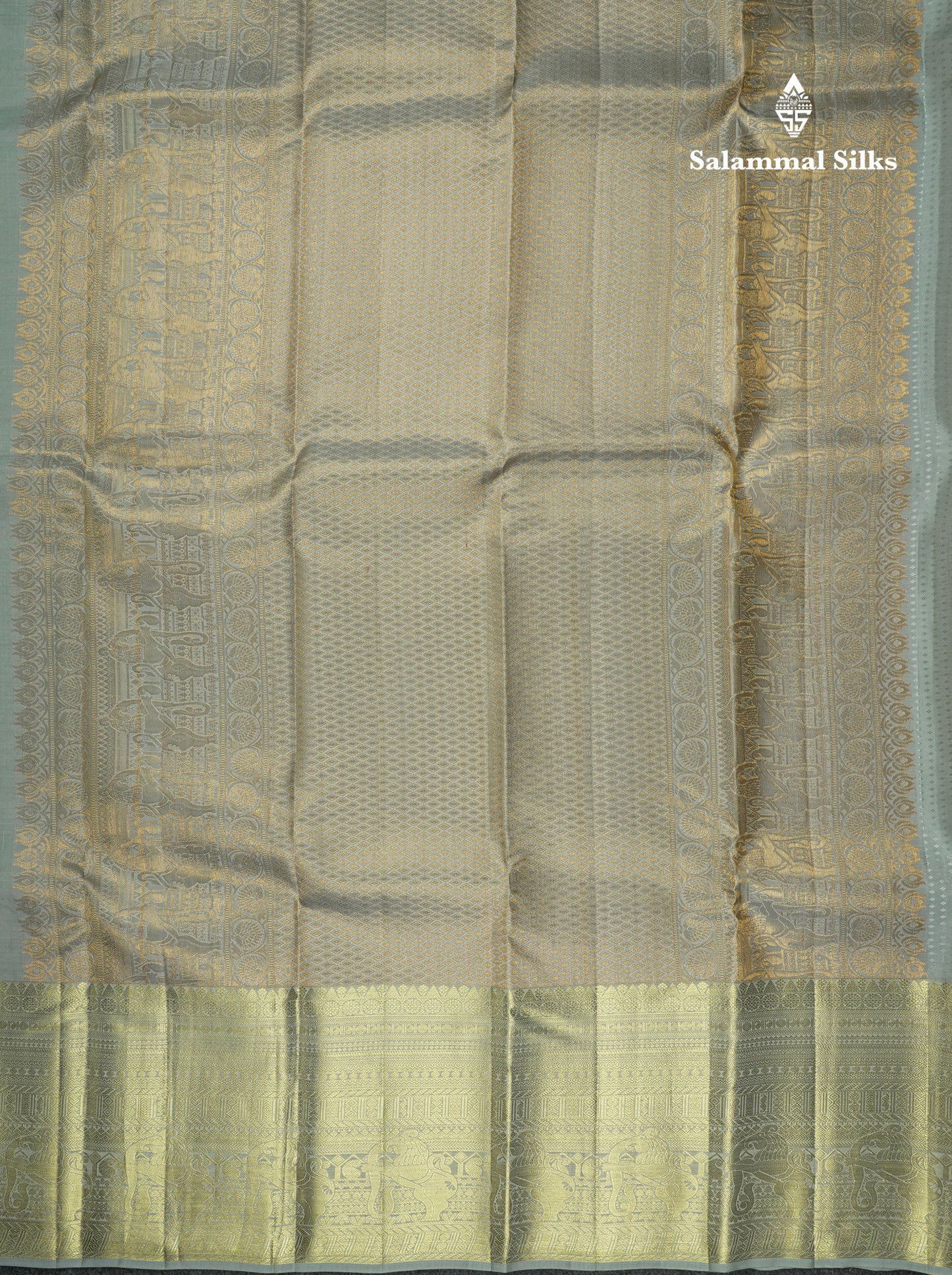 Light Green Bridal Pure Kanjivaram Silk Saree With Contrast Grey Border