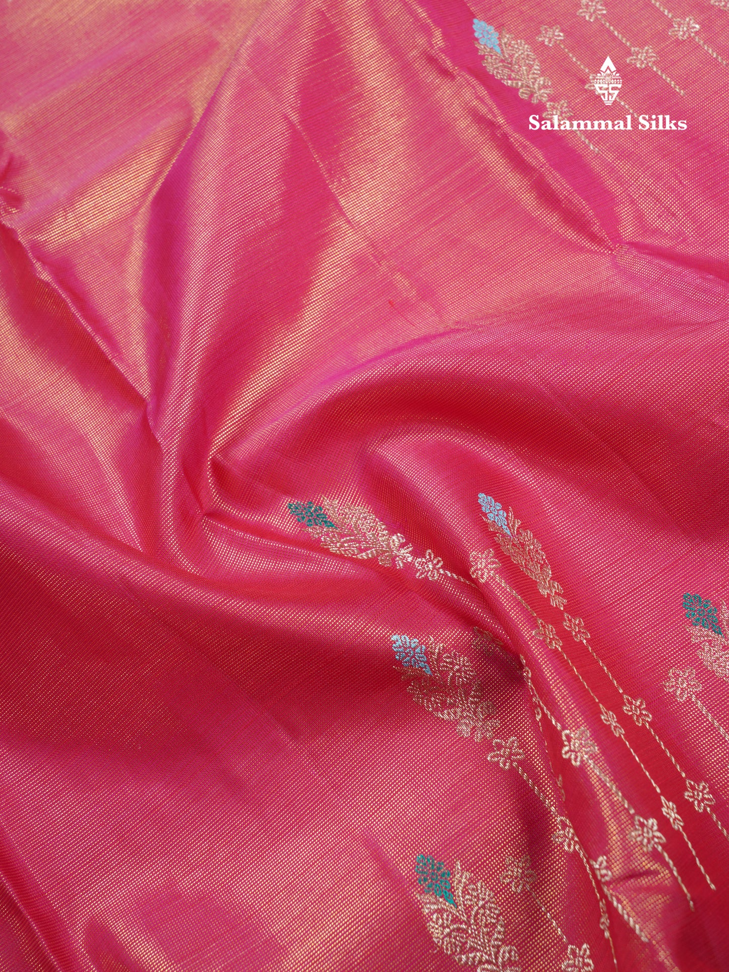Beautiful Pink Fancy Vairaoosi Pure Kanjivaram Silk Saree with Contrast Rexona Green Blouse
